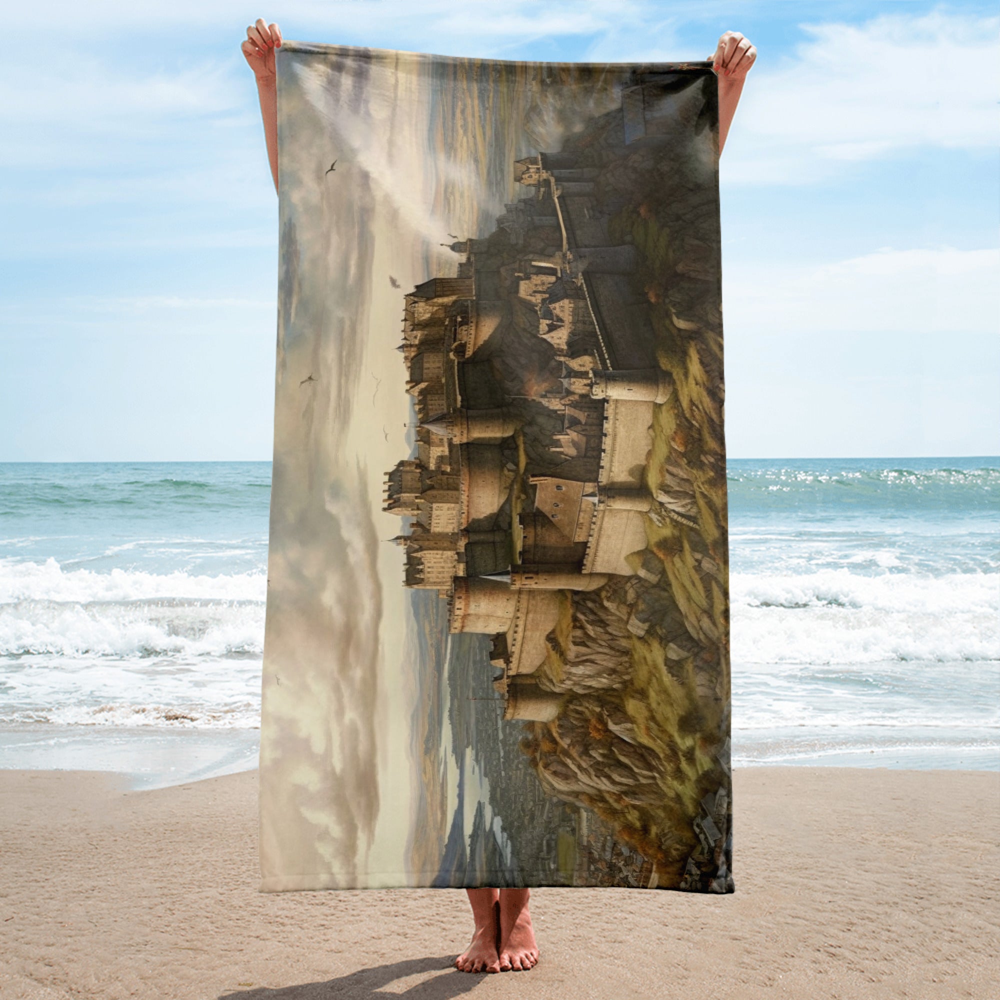 The Edinburgh Castle Scotland Beach Towel by Visual Verse - Image 2