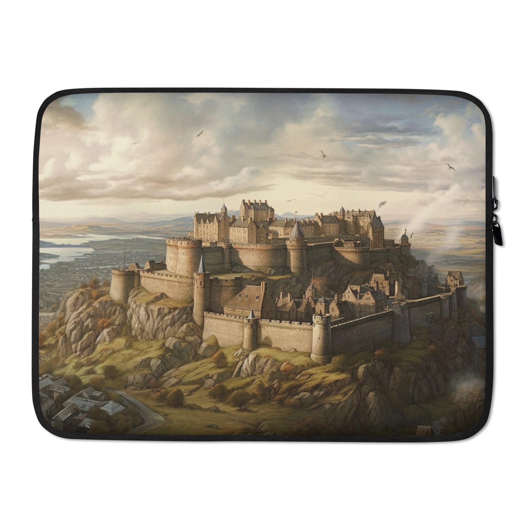 The Edinburgh Castle Scotland Laptop Sleeve by Visual Verse - Image 1