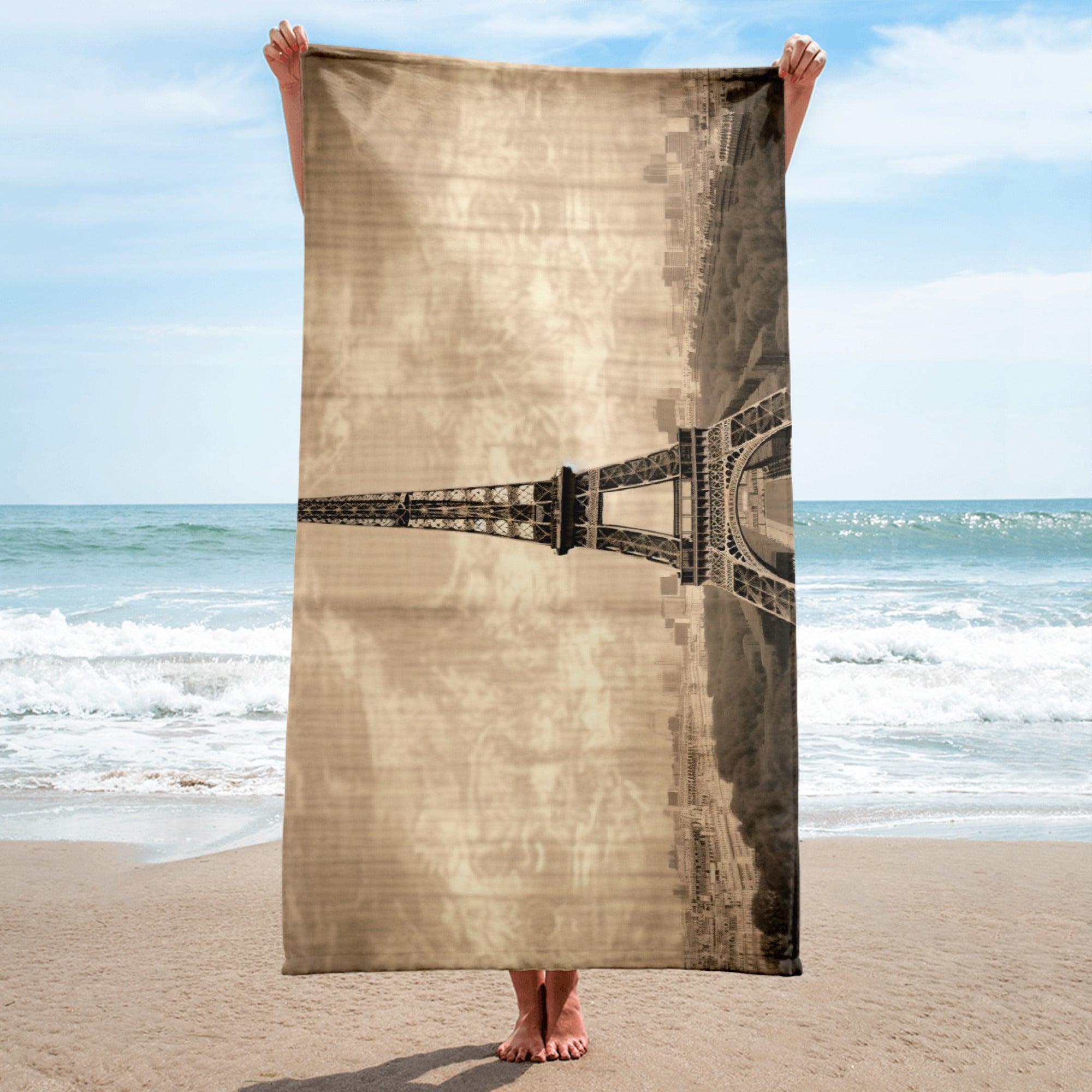 The Eiffel Tower France Beach Towel by Visual Verse - Image 2