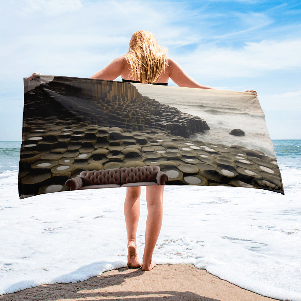 The Giants Causeway Northern Ireland Beach Towel by Visual Verse - Image 1