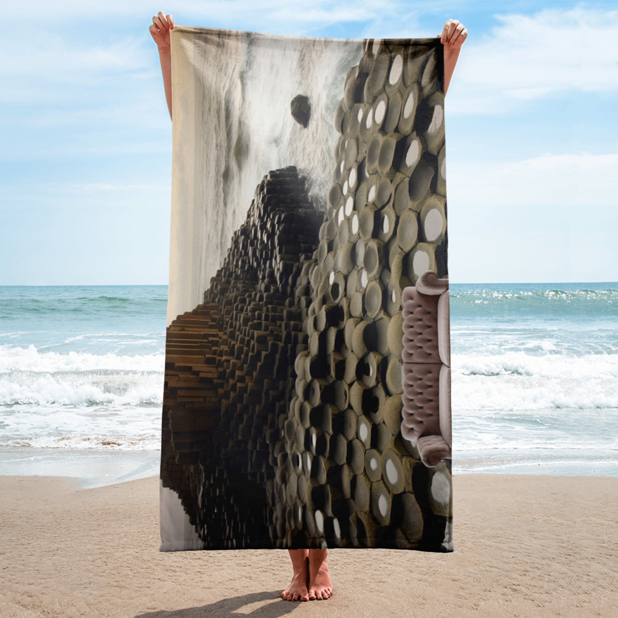 The Giants Causeway Northern Ireland Beach Towel by Visual Verse - Image 2