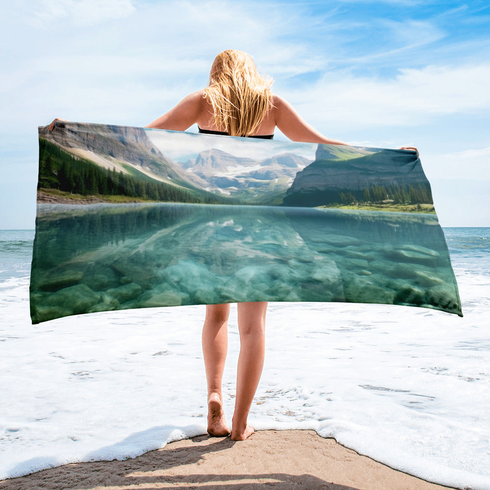 The Glacier National Park USA Beach Towel by Visual Verse - Image 1