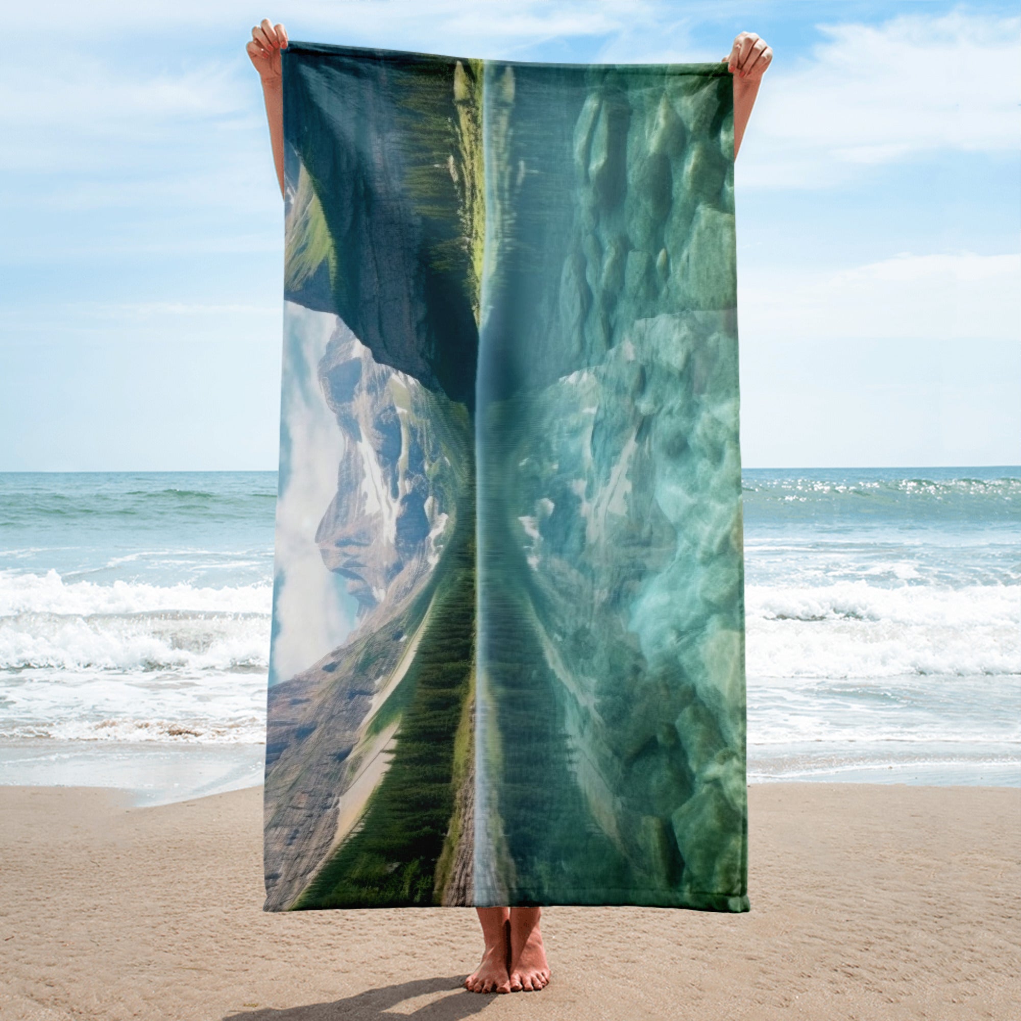 The Glacier National Park USA Beach Towel by Visual Verse - Image 2