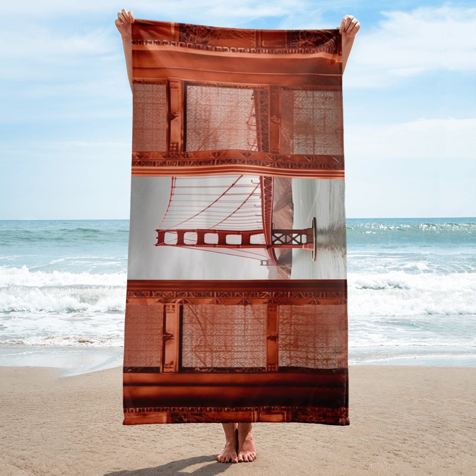 The Golden Gate Bridge Art Beach Towel by Visual Verse - Image 2