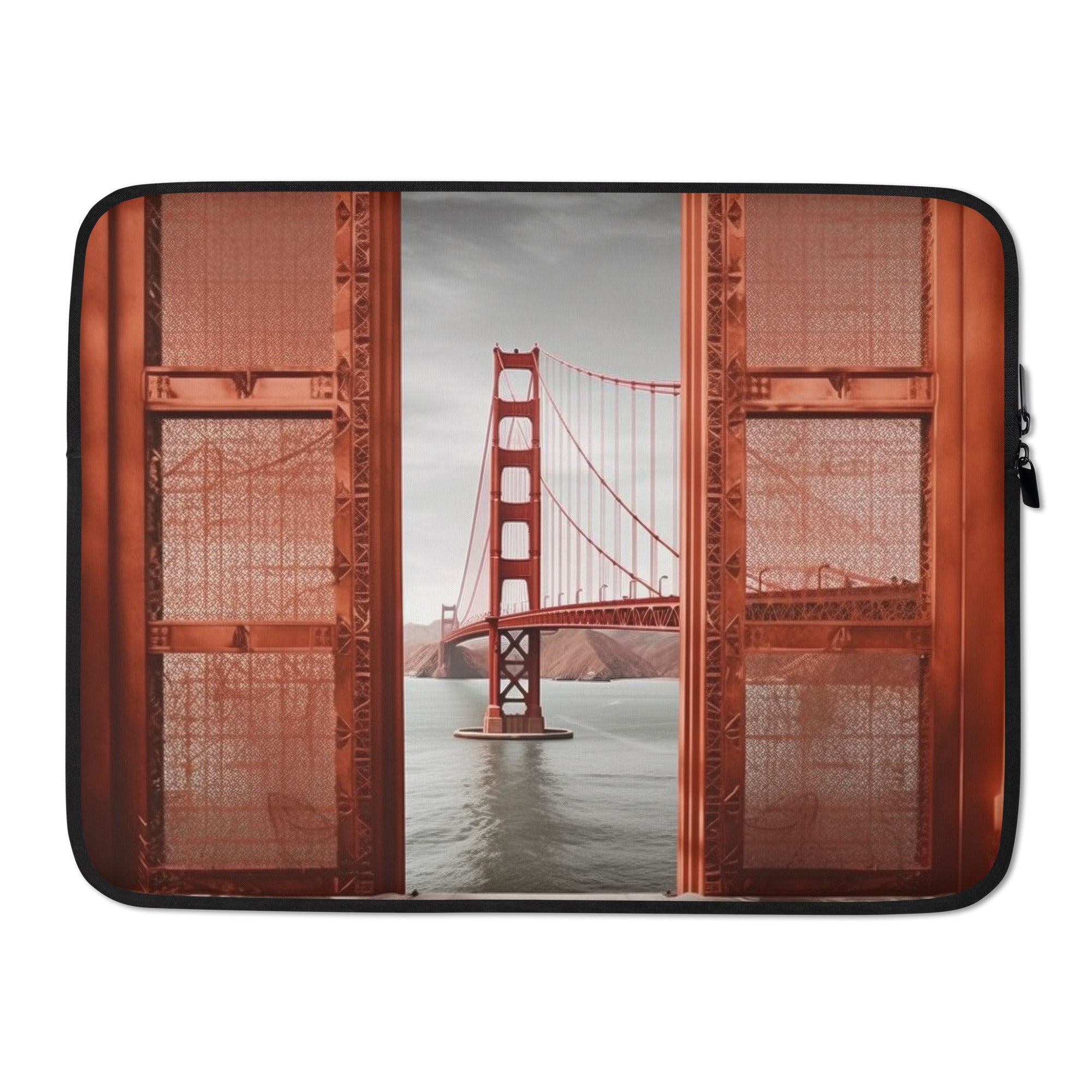 The Golden Gate Bridge Art Laptop Sleeve by Visual Verse - Image 1