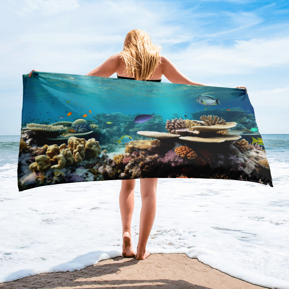 The Great Barrier Reef Australia Beach Towel by Visual Verse - Image 1