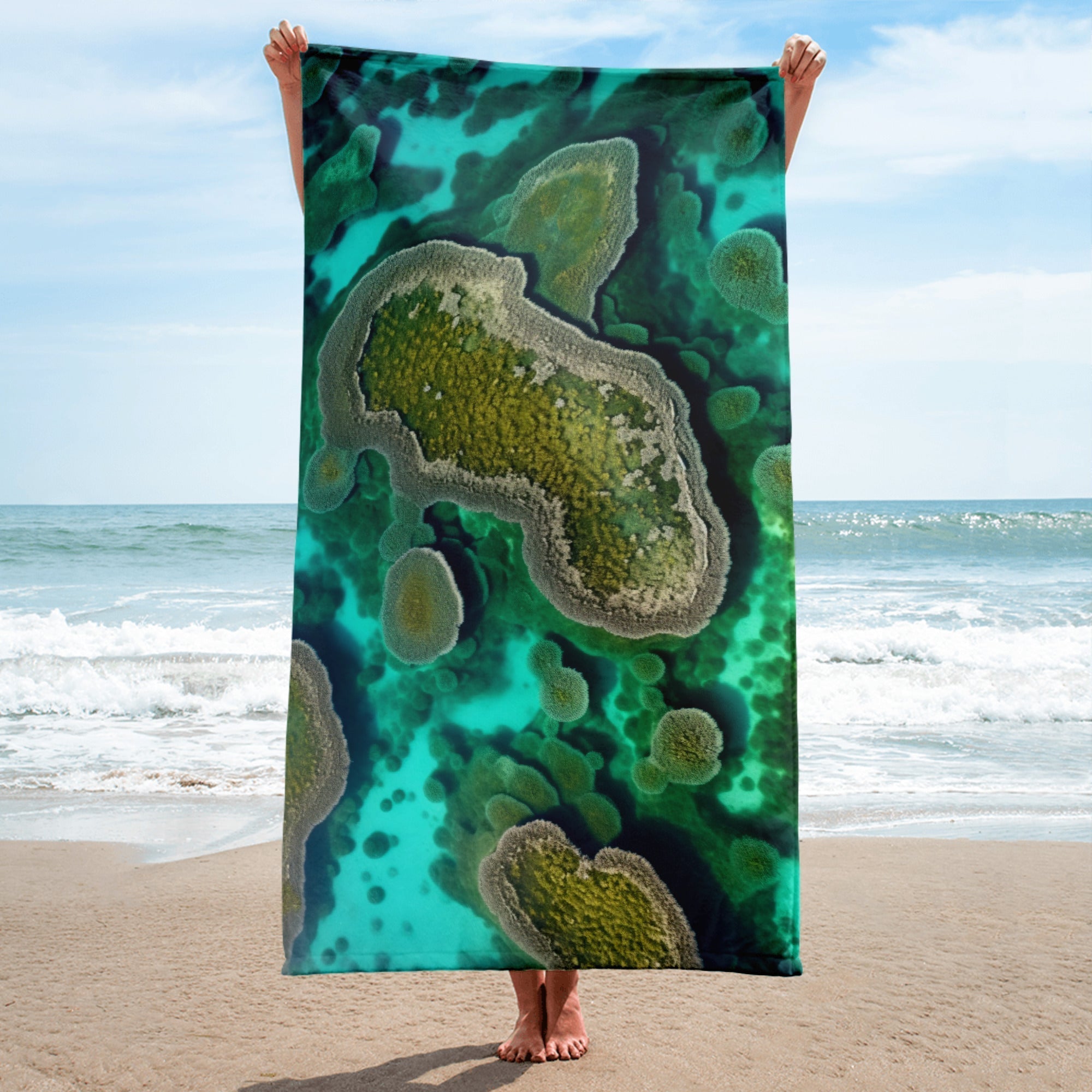 The Great Blue Hole Belize Beach Towel by Visual Verse - Image 2