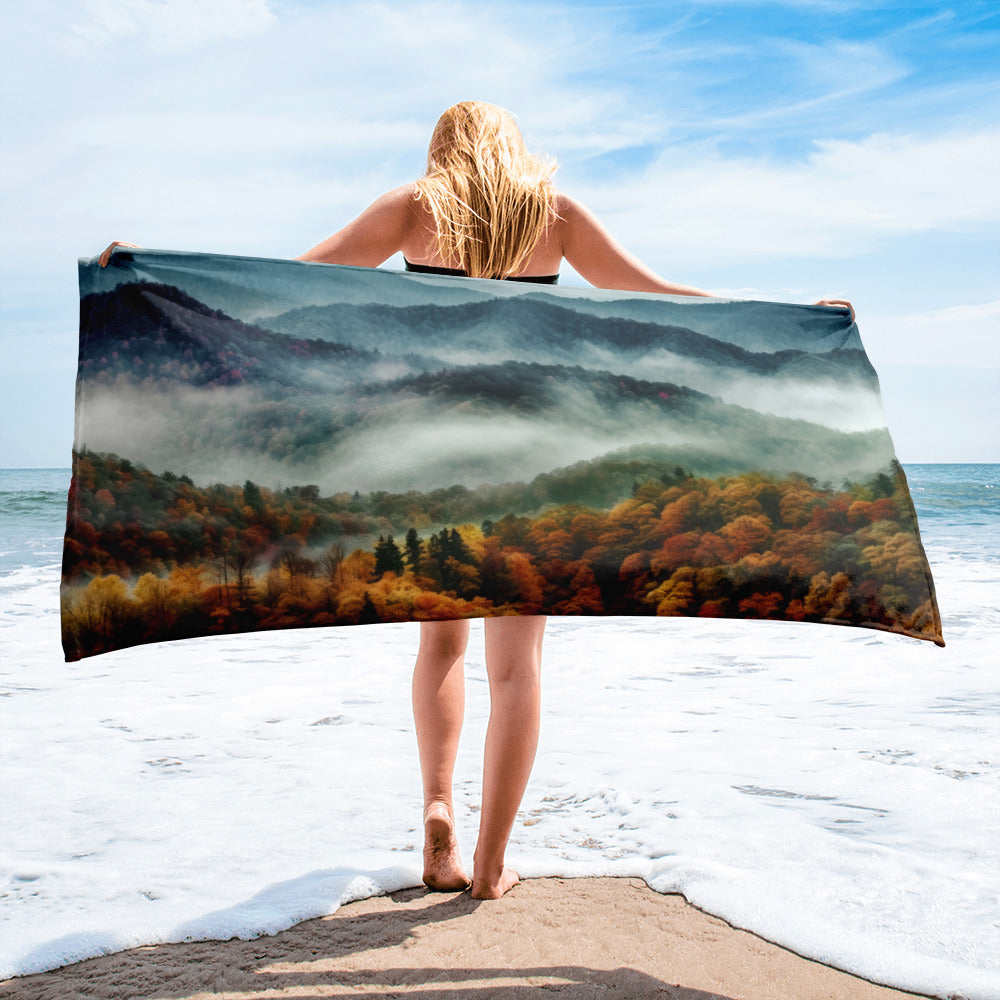 The Great Smoky Mountains National Park USA Beach Towel by Visual Verse - Image 1