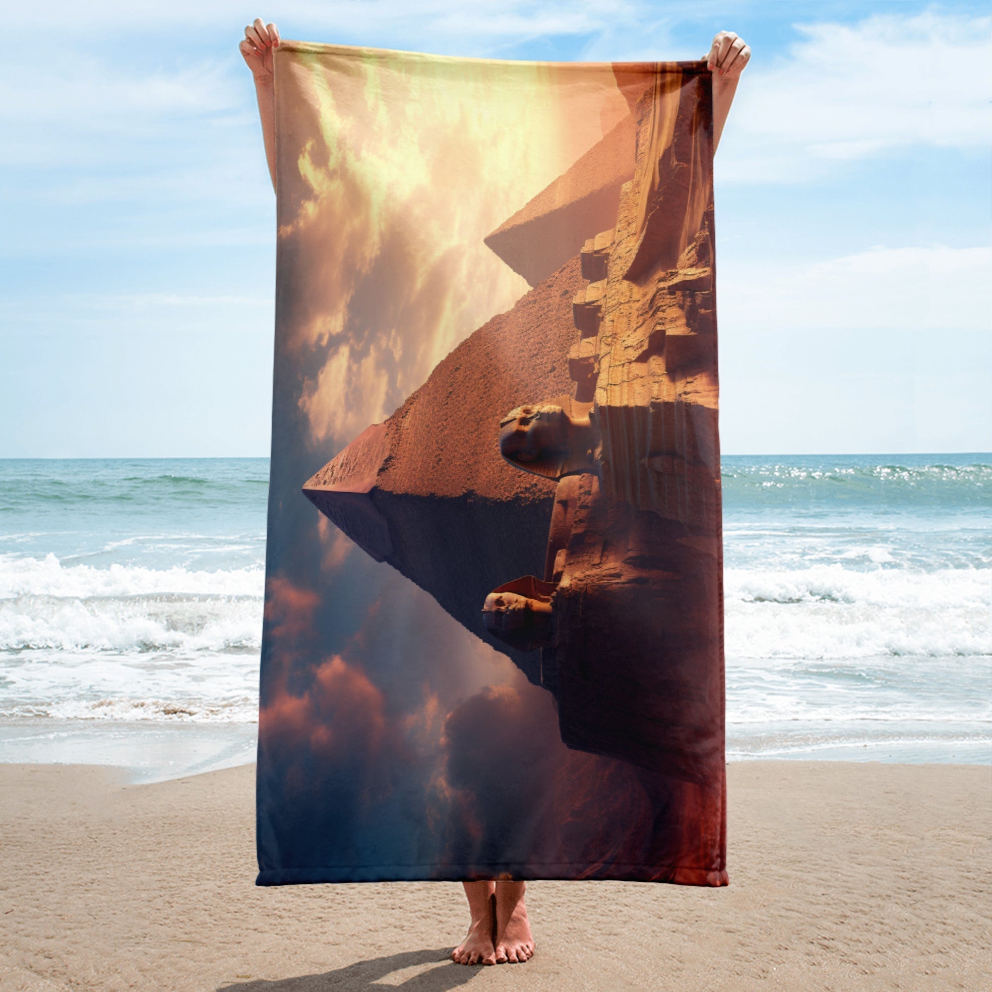 The Great Sphinx of Giza Egypt Beach Towel by Visual Verse - Image 2