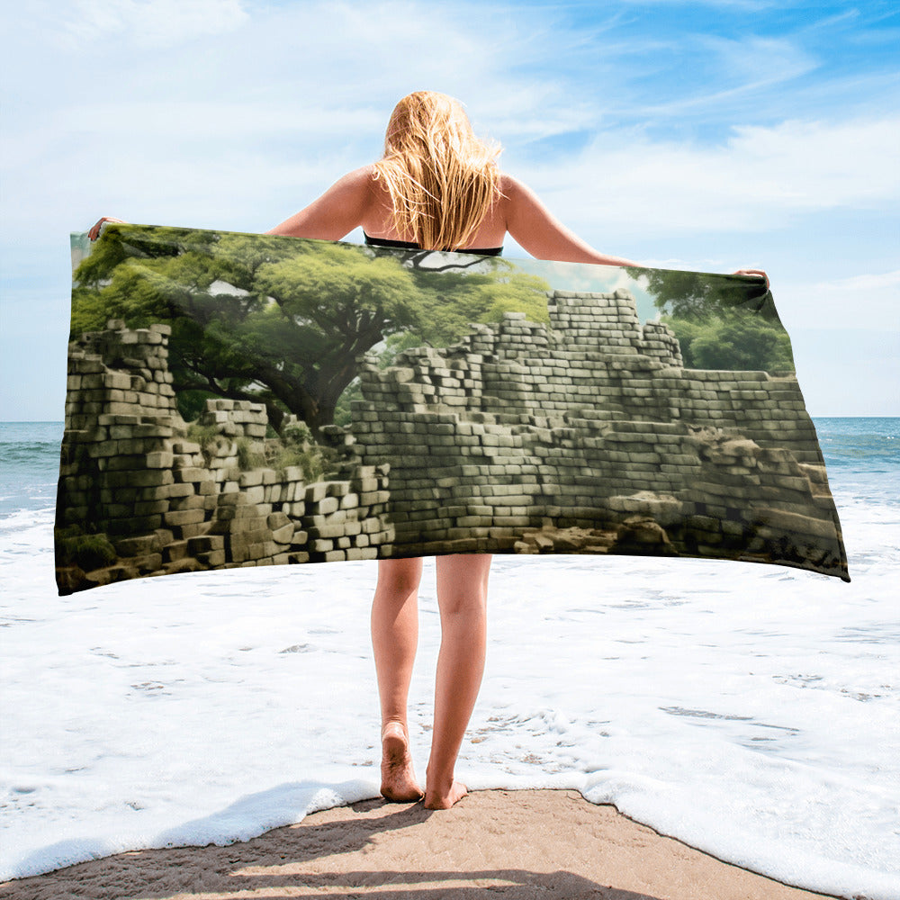 The Great Zimbabwe Ruins Zimbabwe Beach Towel by Visual Verse - Image 1