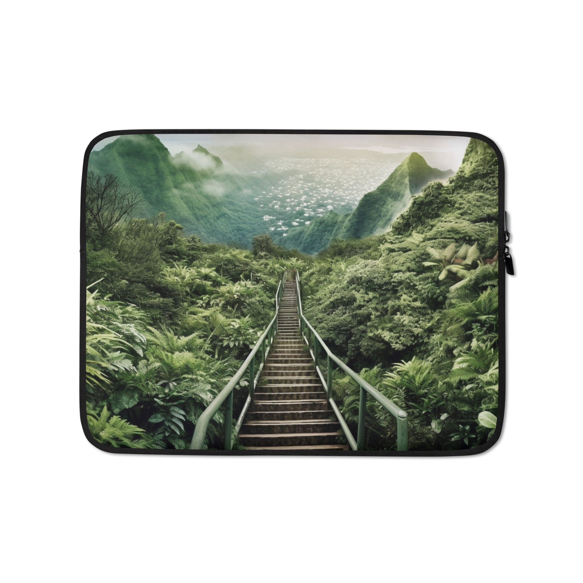 The Haiku Stairs Hawaii Laptop Sleeve by Visual Verse - Image 2