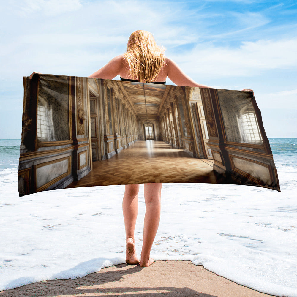 The Hall of Mirrors France Beach Towel by Visual Verse - Image 1