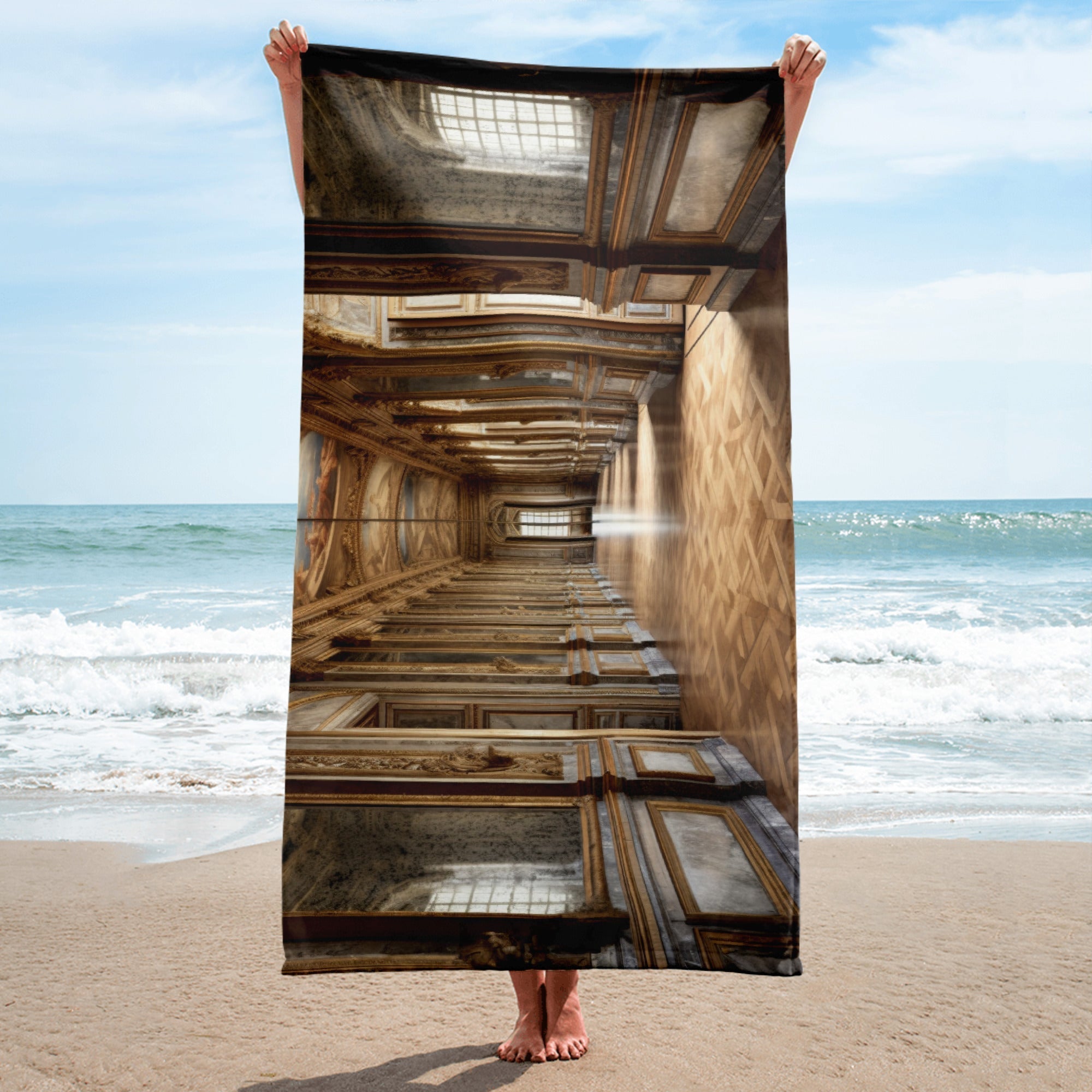 The Hall of Mirrors France Beach Towel by Visual Verse - Image 2