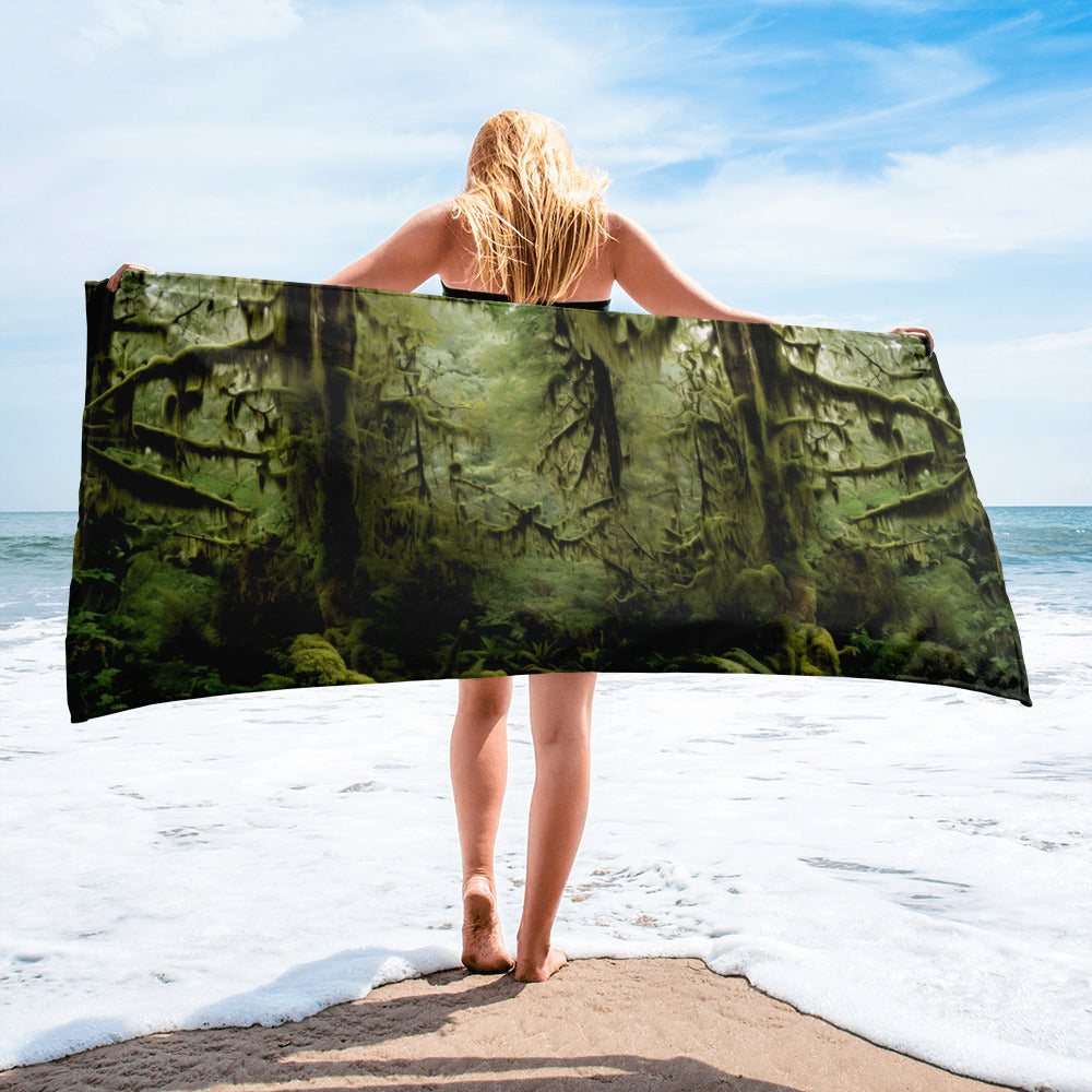 The Hoh Rain Forest USA Beach Towel by Visual Verse - Image 1