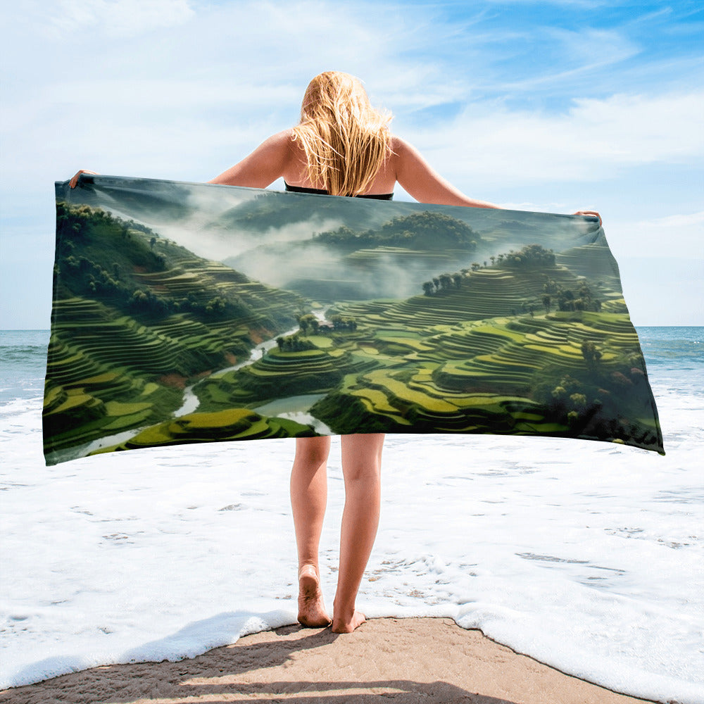 The Huanglong Scenic Valley China Beach Towel by Visual Verse - Image 1