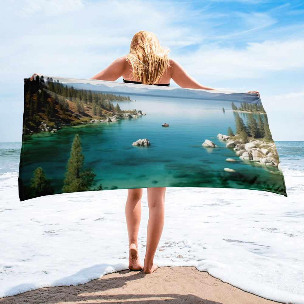 The Lake Tahoe USA Beach Towel by Visual Verse - Image 1