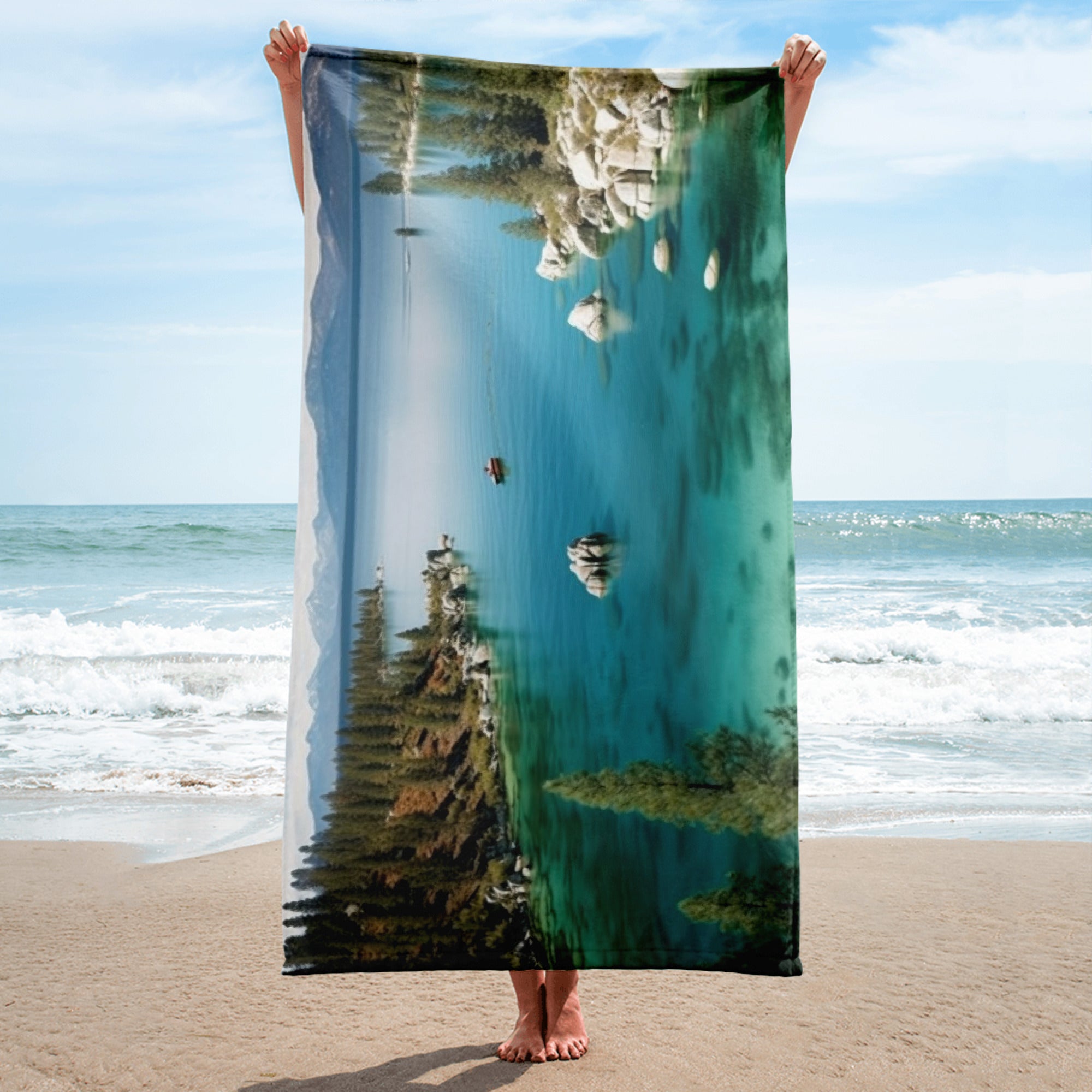 The Lake Tahoe USA Beach Towel by Visual Verse - Image 2