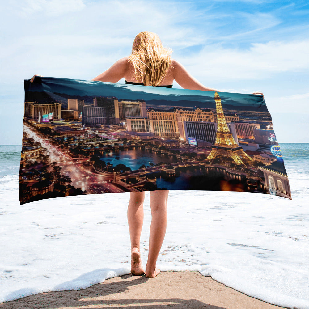 The Las Vegas Strip USA Beach Towel by Visual Verse - Image 1