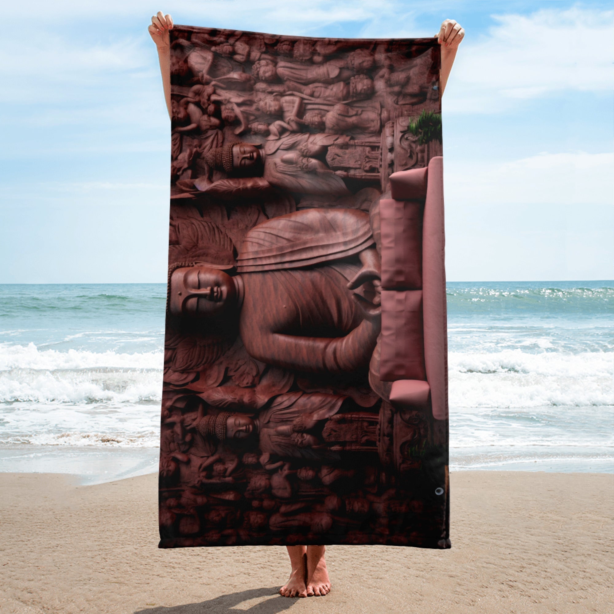 The Leshan Giant Buddha China Beach Towel by Visual Verse - Image 2