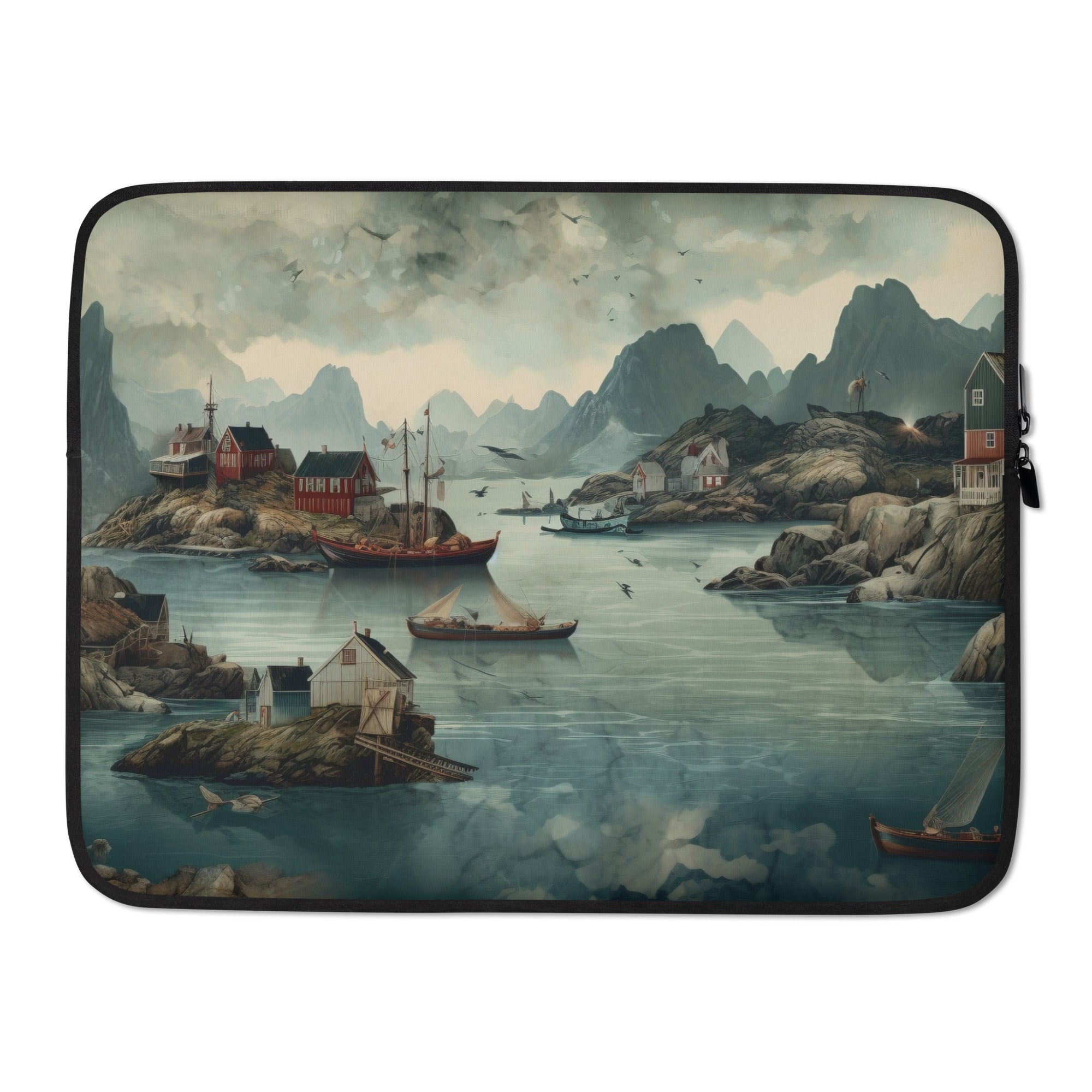 The Lofoten Islands Norway Laptop Sleeve by Visual Verse - Image 1