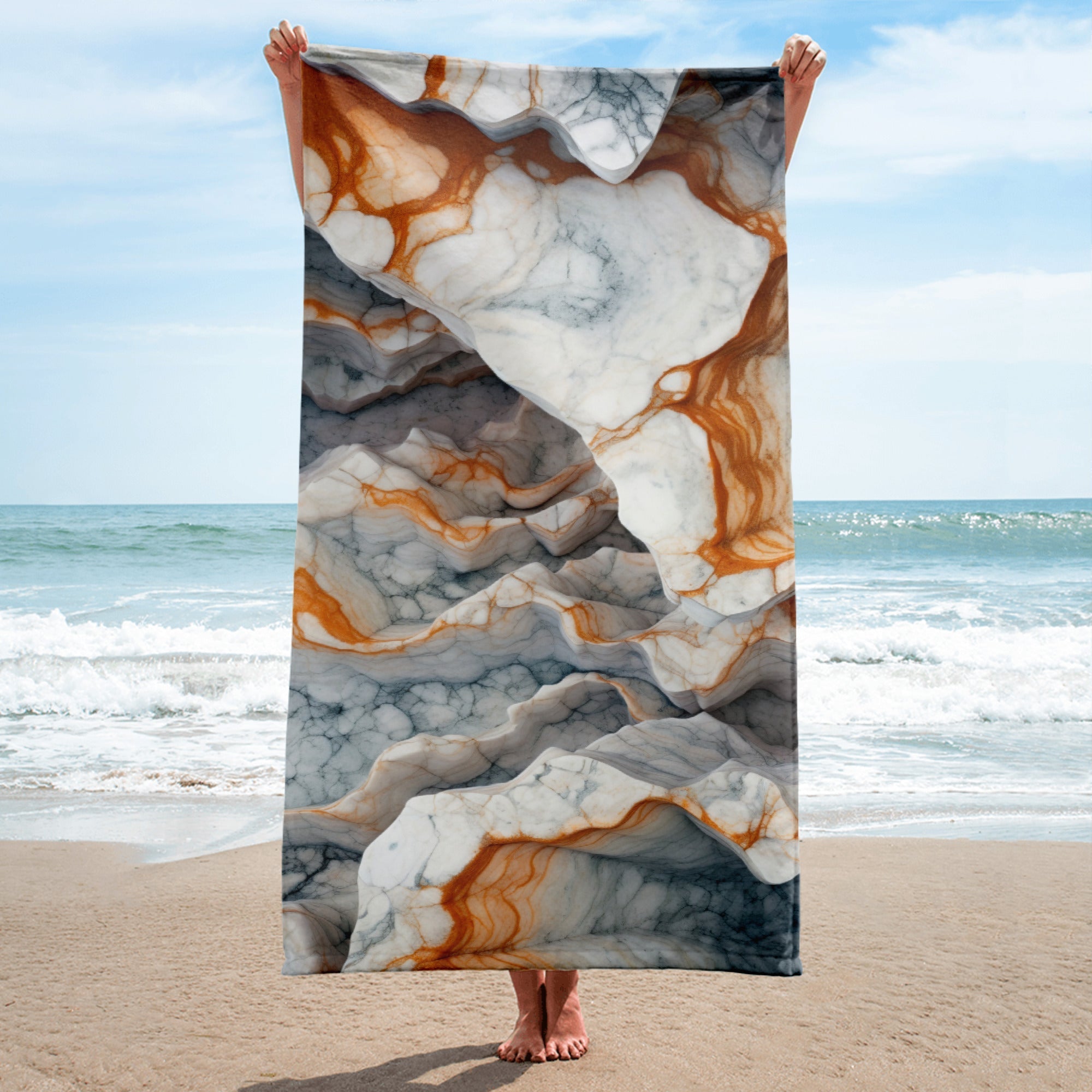 The Marble Caves Chile Beach Towel by Visual Verse - Image 1