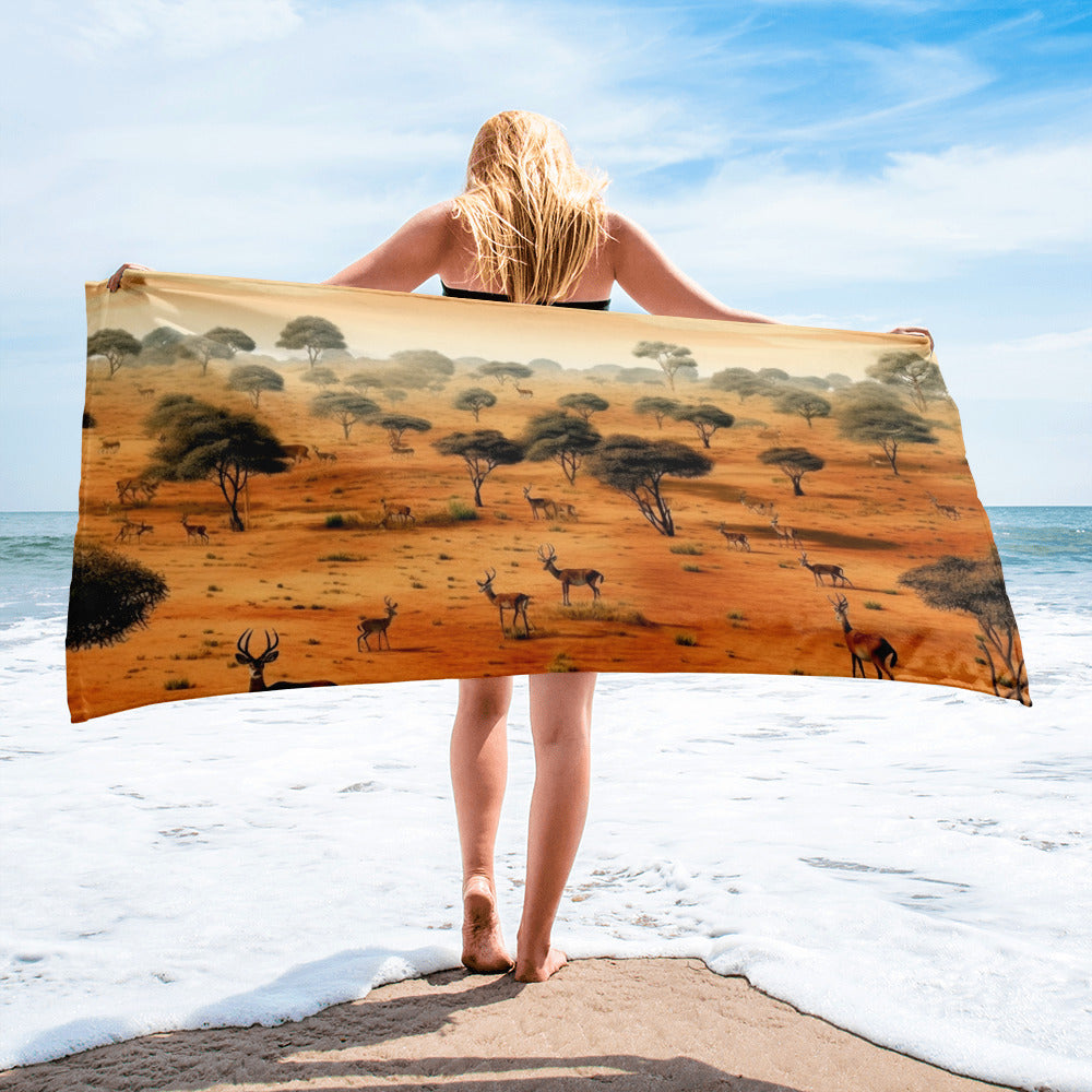 The Masai Mara National Reserve Kenya Beach Towel by Visual Verse - Image 1