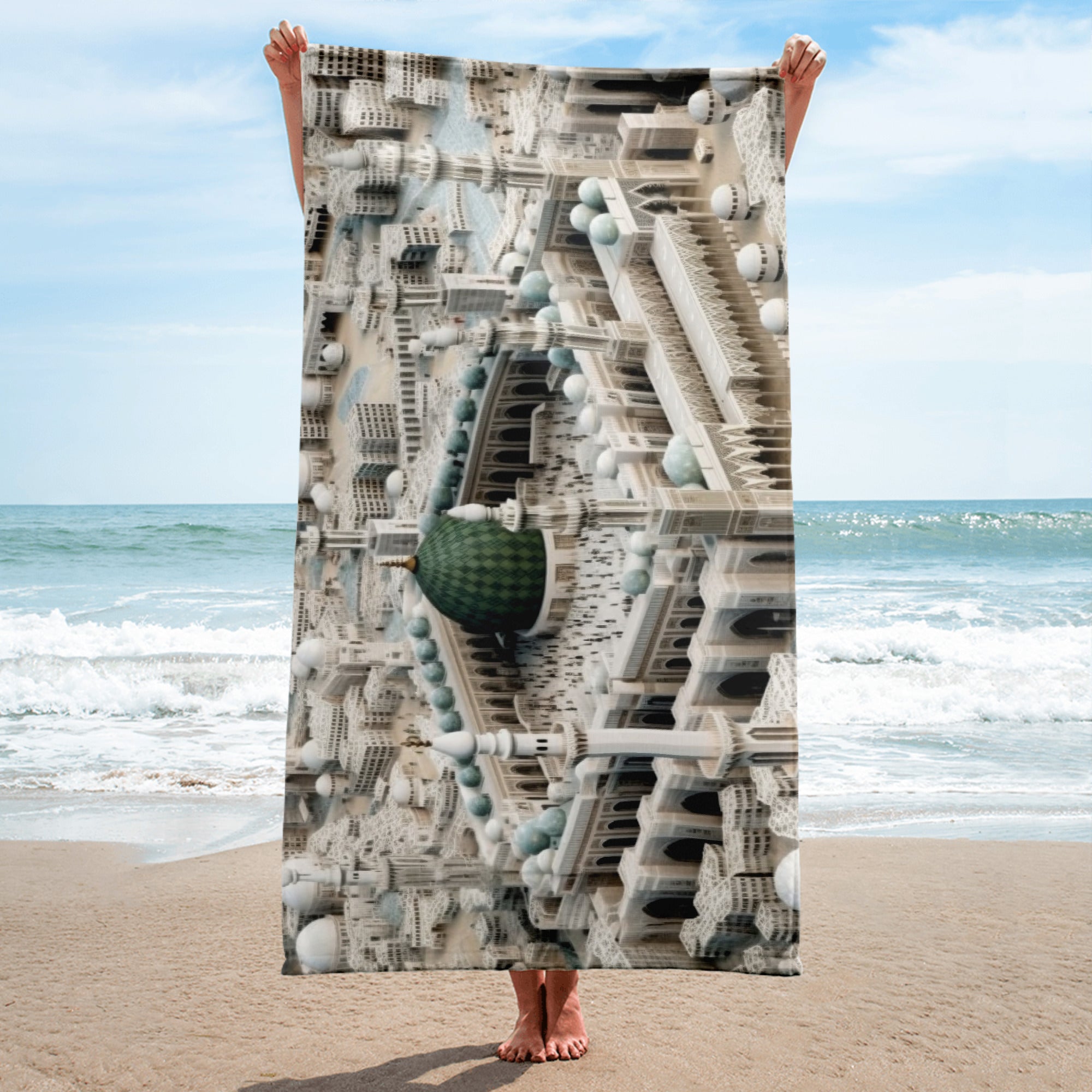 The Masjid Al-Haram Saudi Arabia Beach Towel by Visual Verse - Image 2