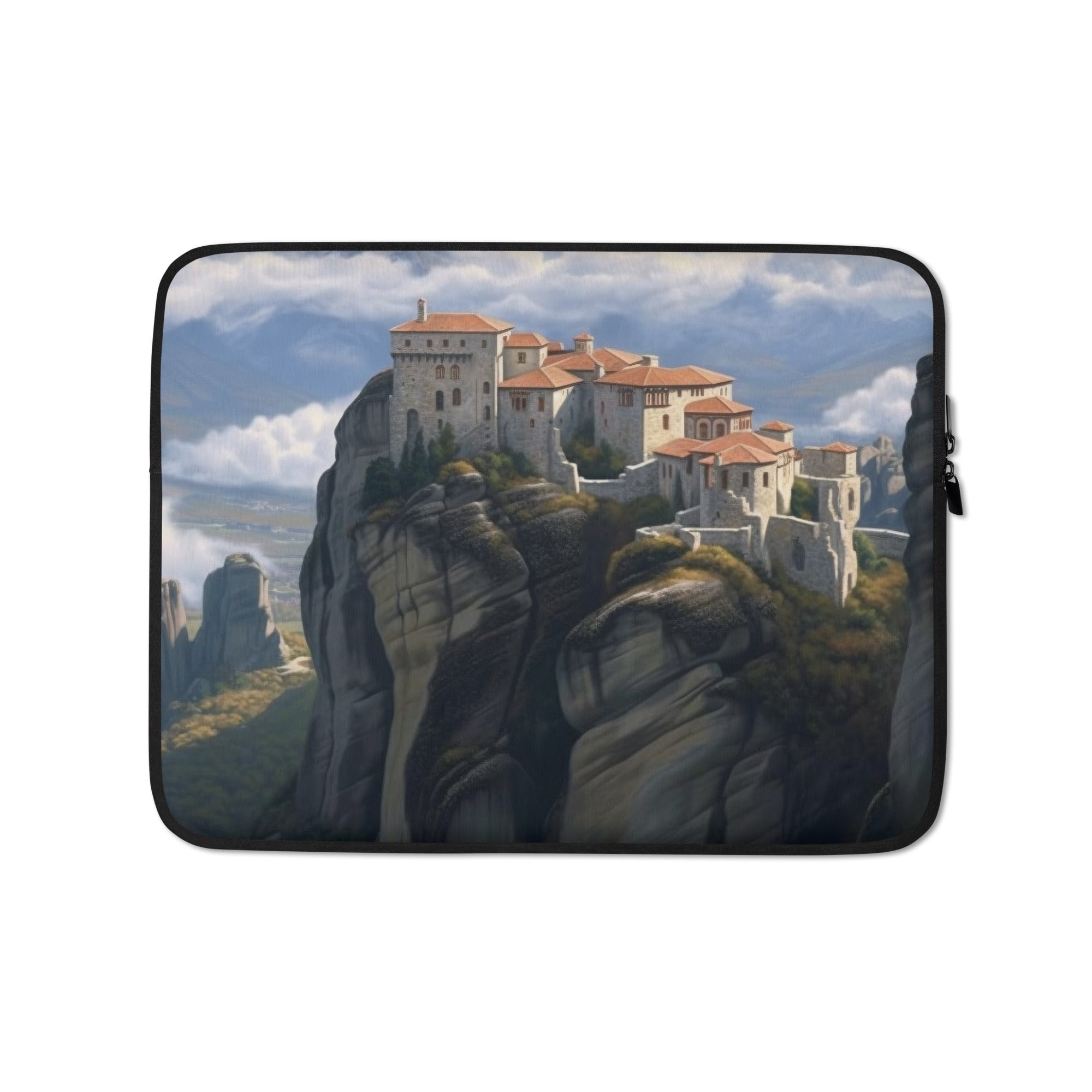 The Meteora Monasteries Greece Laptop Sleeve by Visual Verse - Image 2