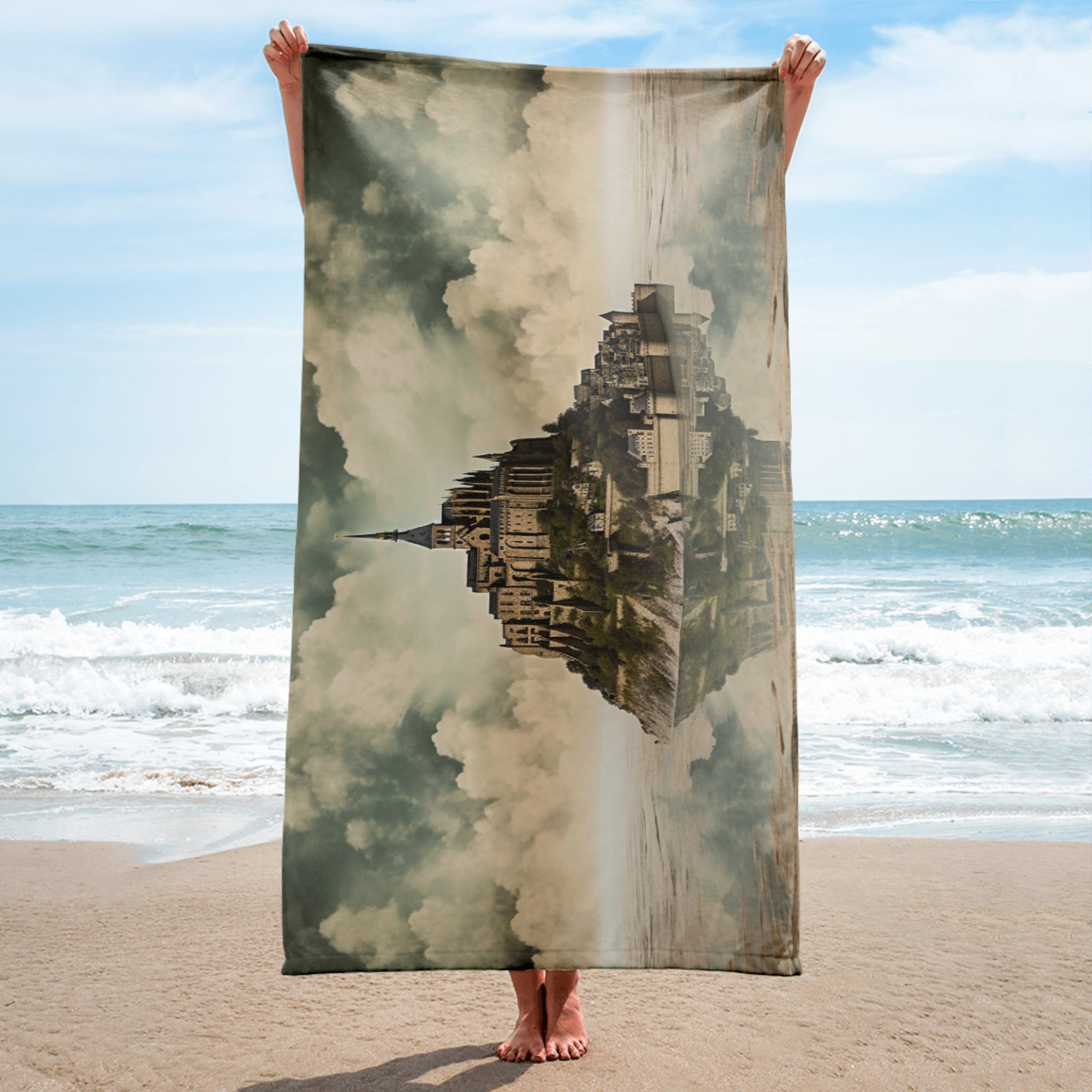 The Mont Saint-Michel France Beach Towel by Visual Verse - Image 2