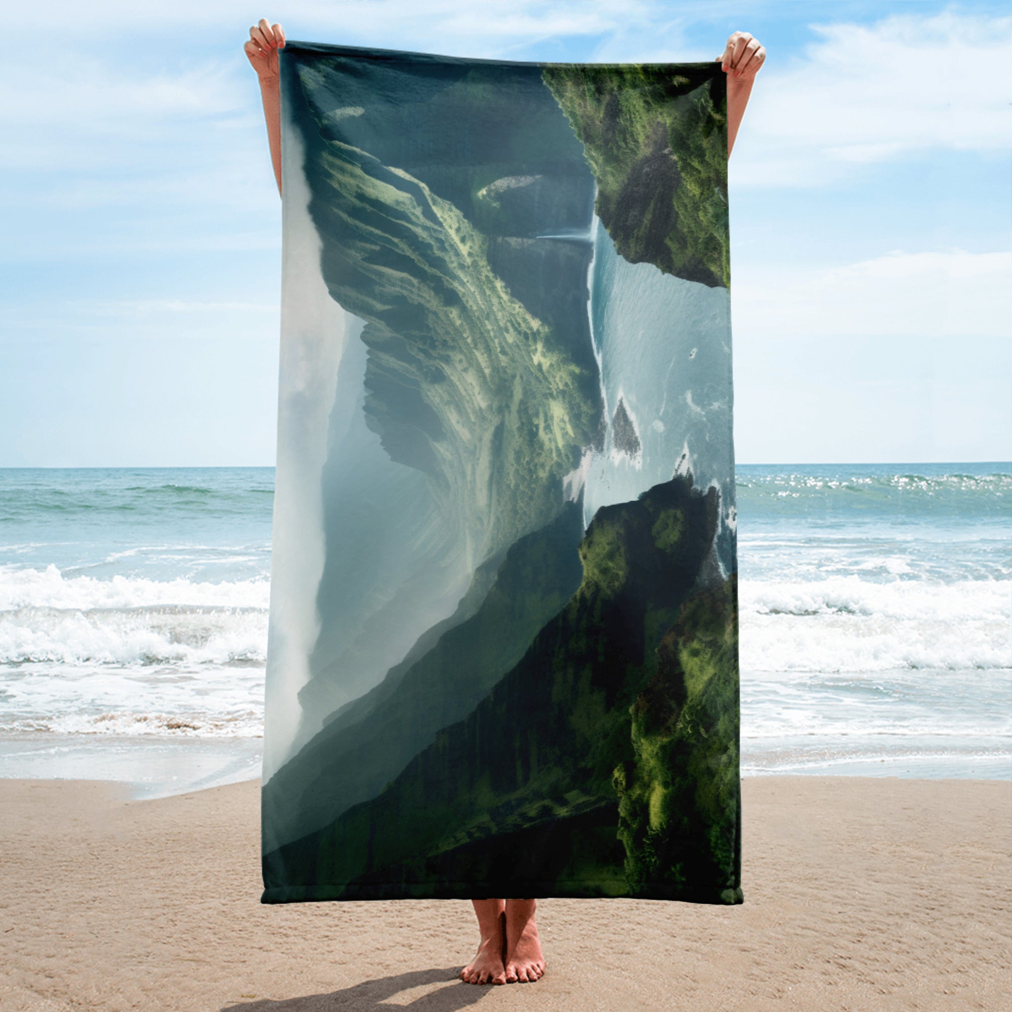 The Na Pali Coast State Wilderness Park USA Beach Towel by Visual Verse - Image 2