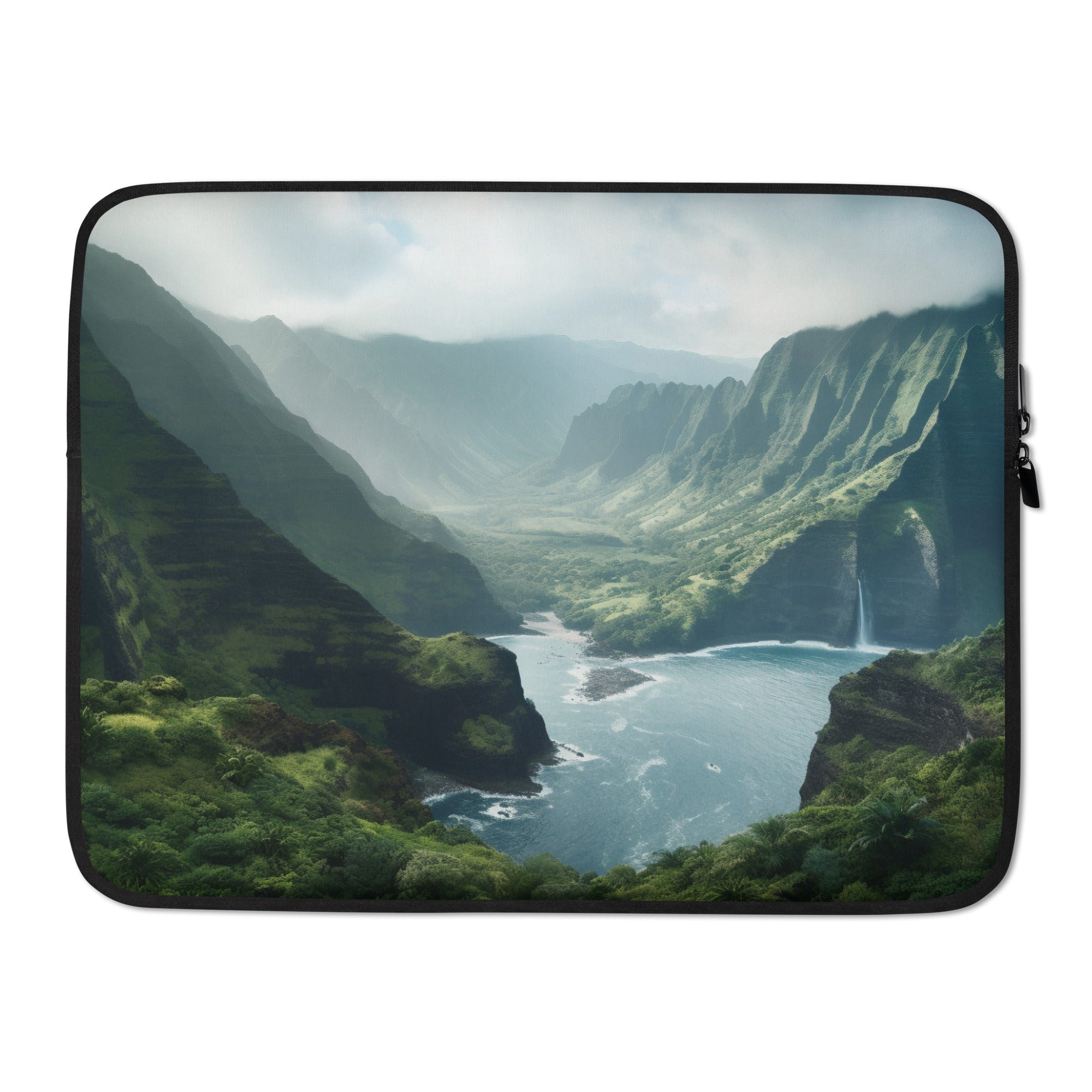 The Na Pali Coast State Wilderness Park USA Laptop Sleeve by Visual Verse - Image 1