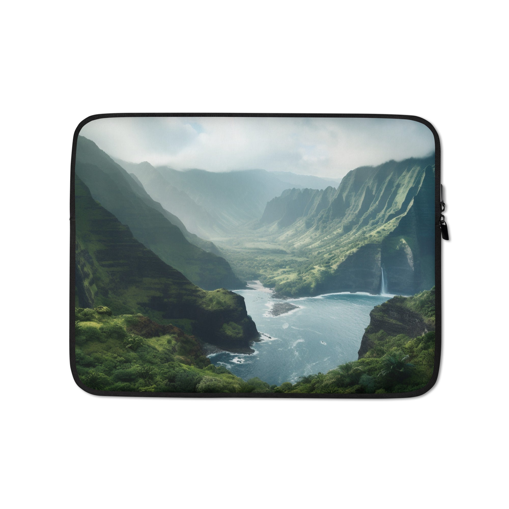 The Na Pali Coast State Wilderness Park USA Laptop Sleeve by Visual Verse - Image 2