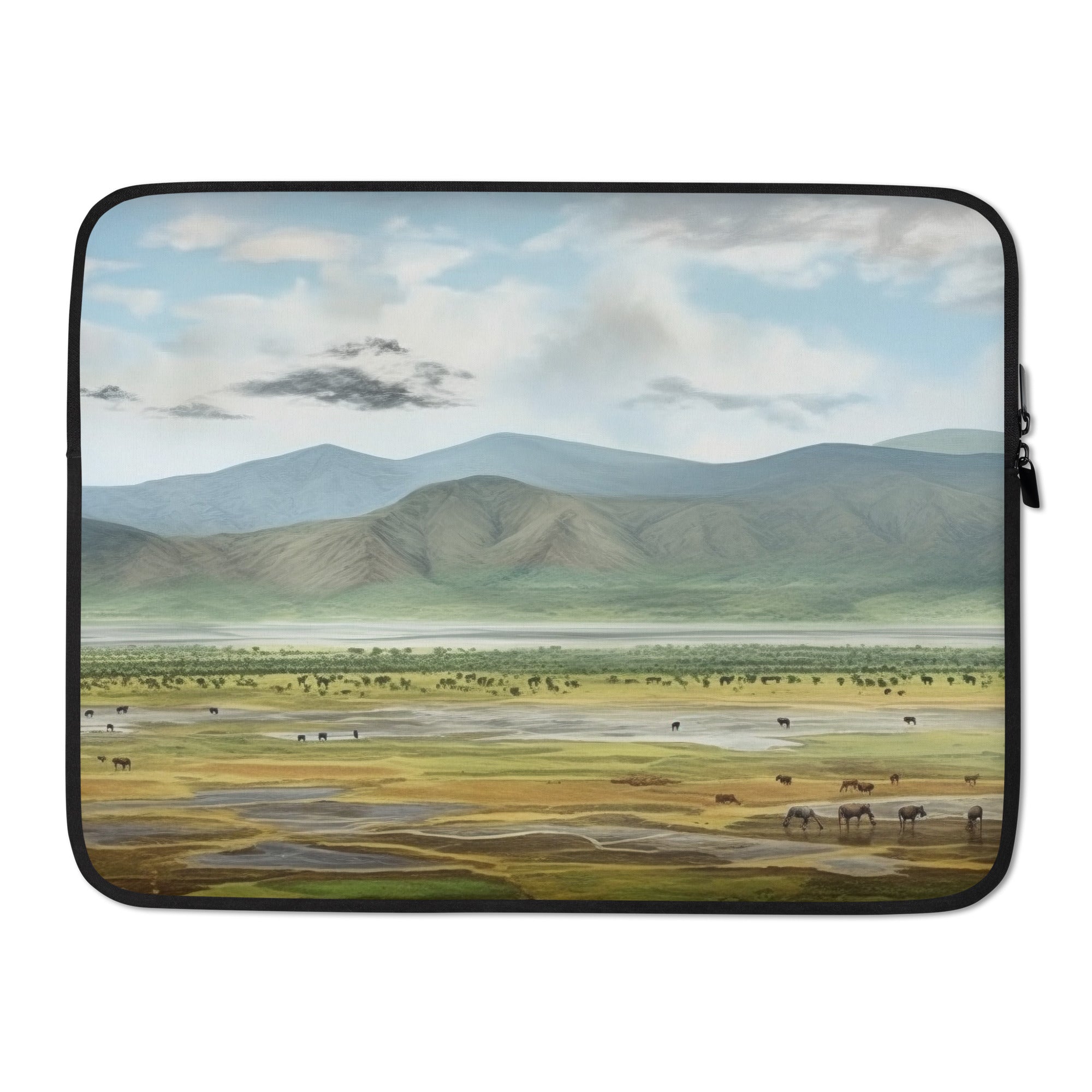 The Ngorongoro Crater Tanzania Laptop Sleeve FIXME by Visual Verse - Image 1