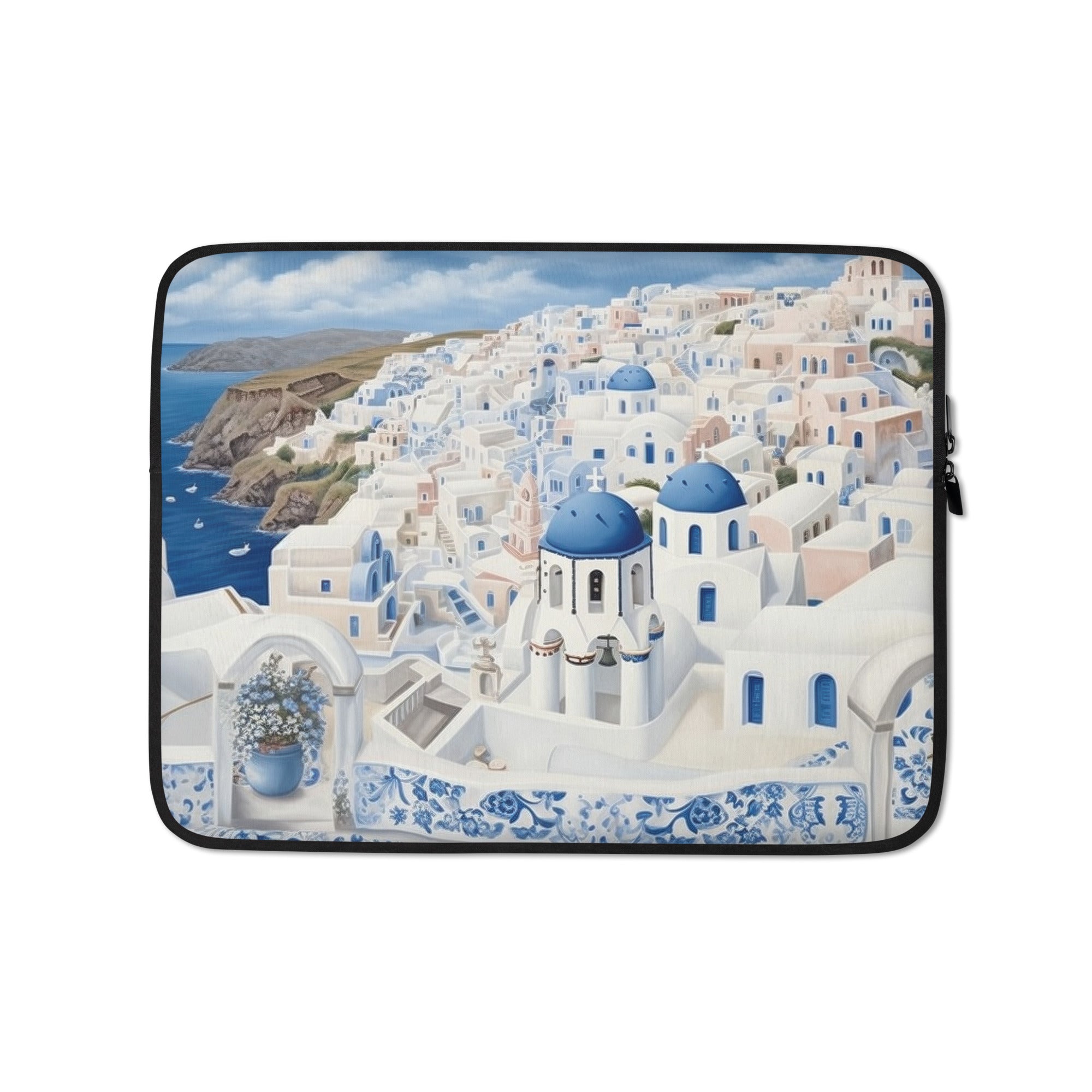 The Oia Greece Laptop Sleeve by Visual Verse - Image 2