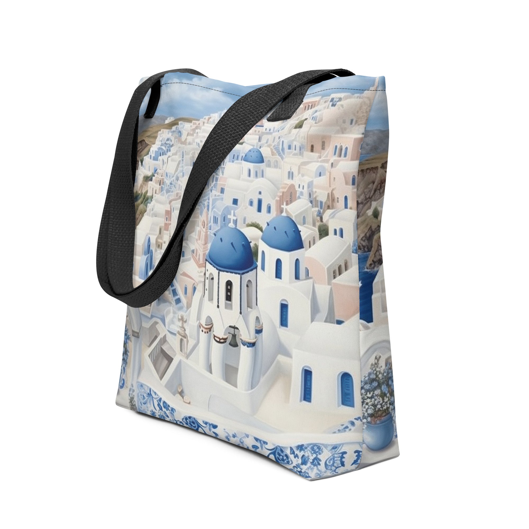 The Oia Greece Tote Bag by Visual Verse - Image 1