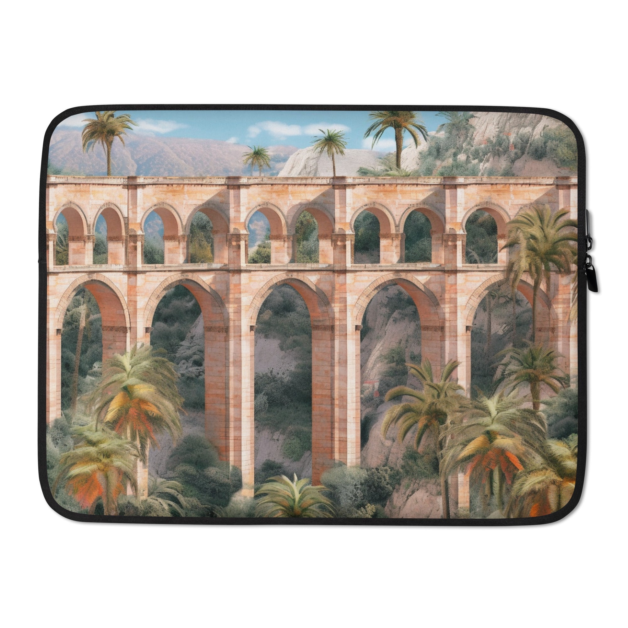 The Puente Nuevo Spain Laptop Sleeve by Visual Verse - Image 1