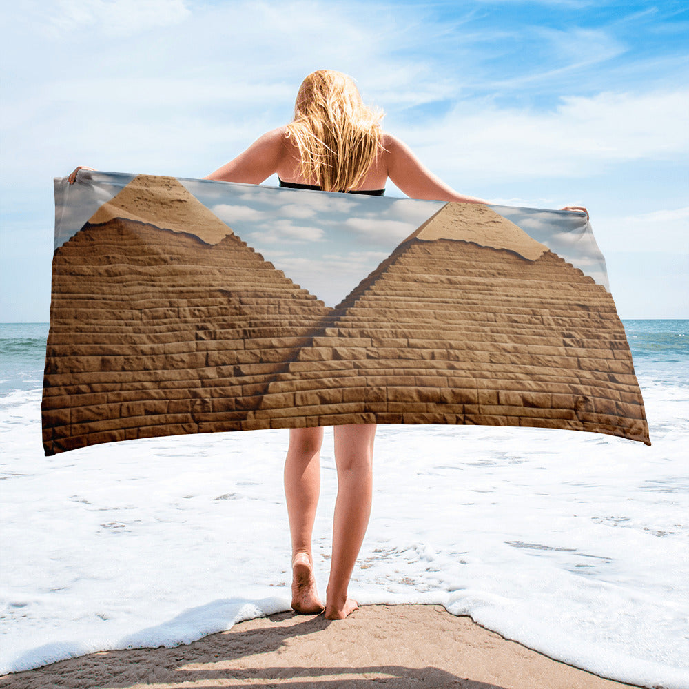 The Pyramids of Giza Egypt Beach Towel by Visual Verse - Image 1