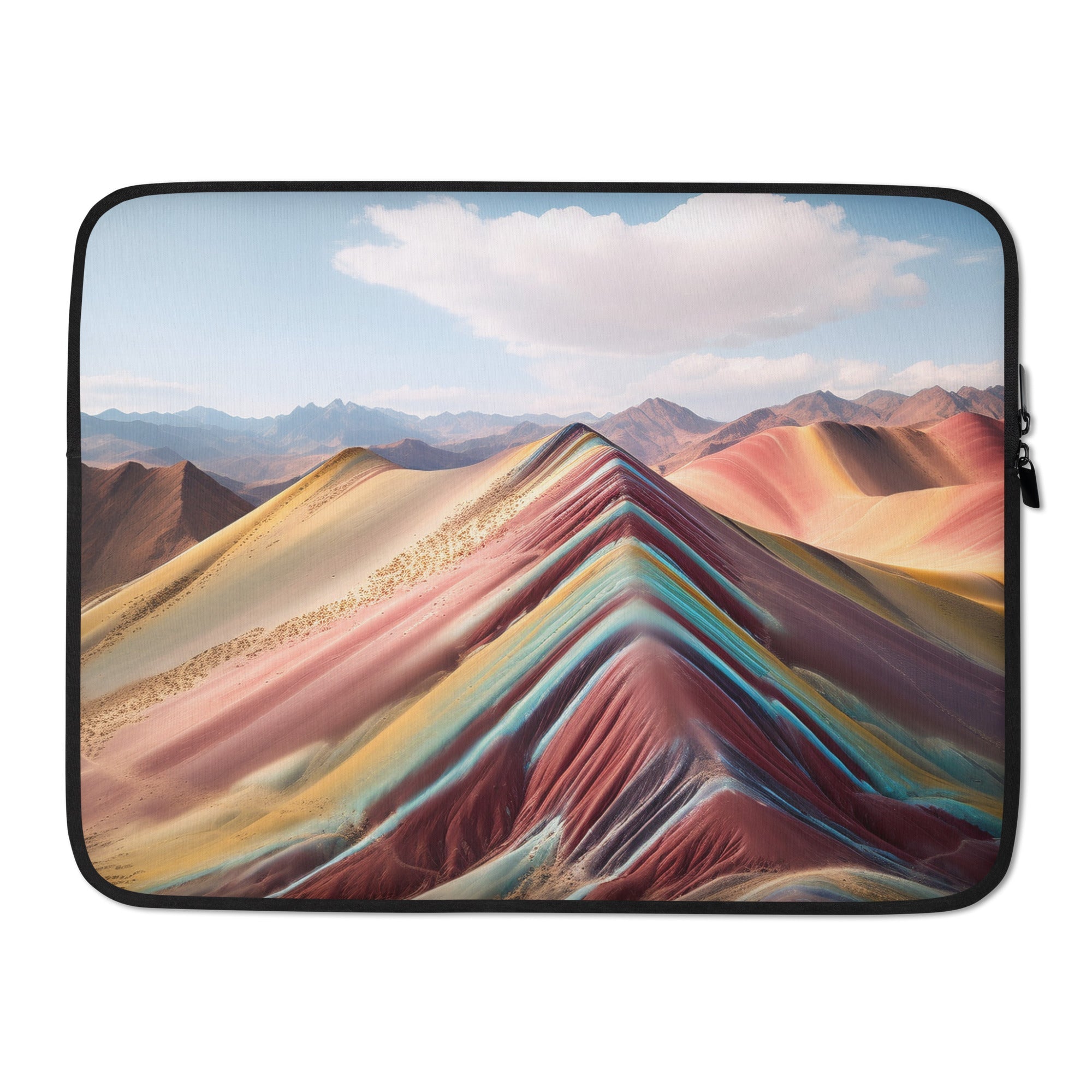 The Rainbow Mountain Peru Laptop Sleeve by Visual Verse - Image 1