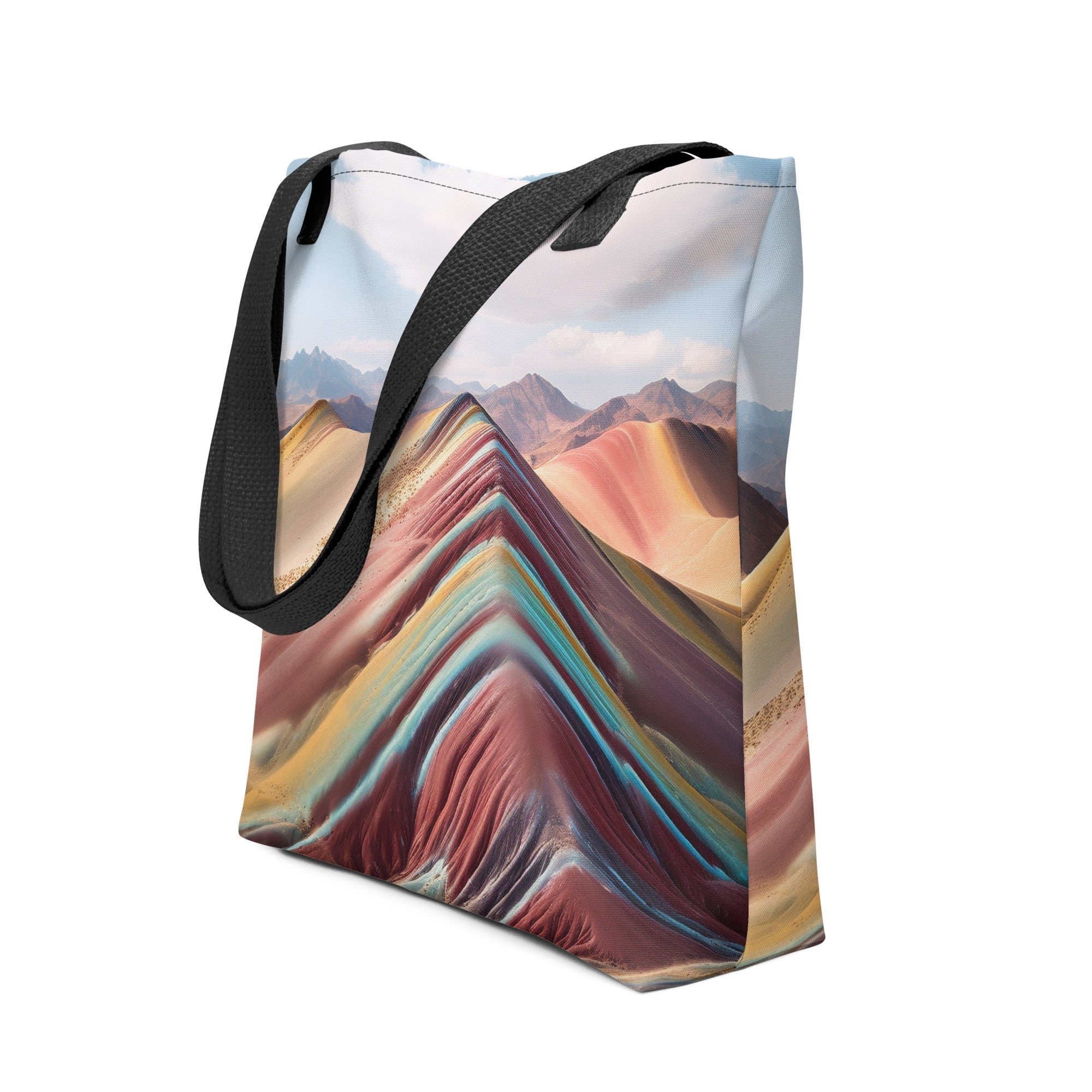 The Rainbow Mountain Peru Tote Bag by Visual Verse - Image 1