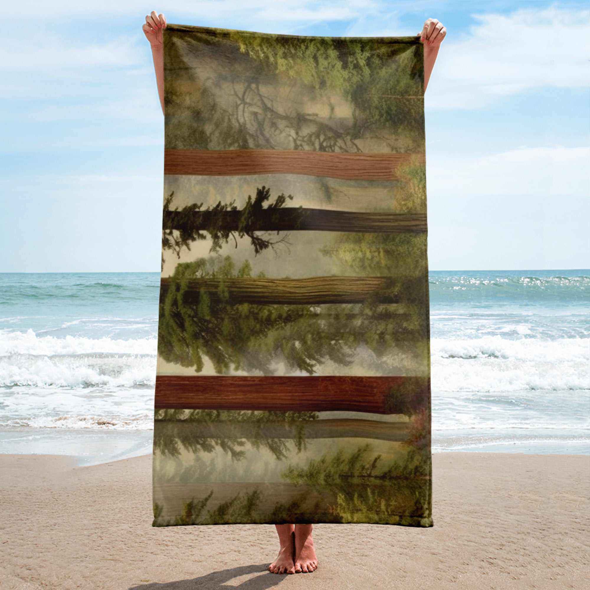 The Redwoods National & State Parks USA Beach Towel by Visual Verse - Image 2