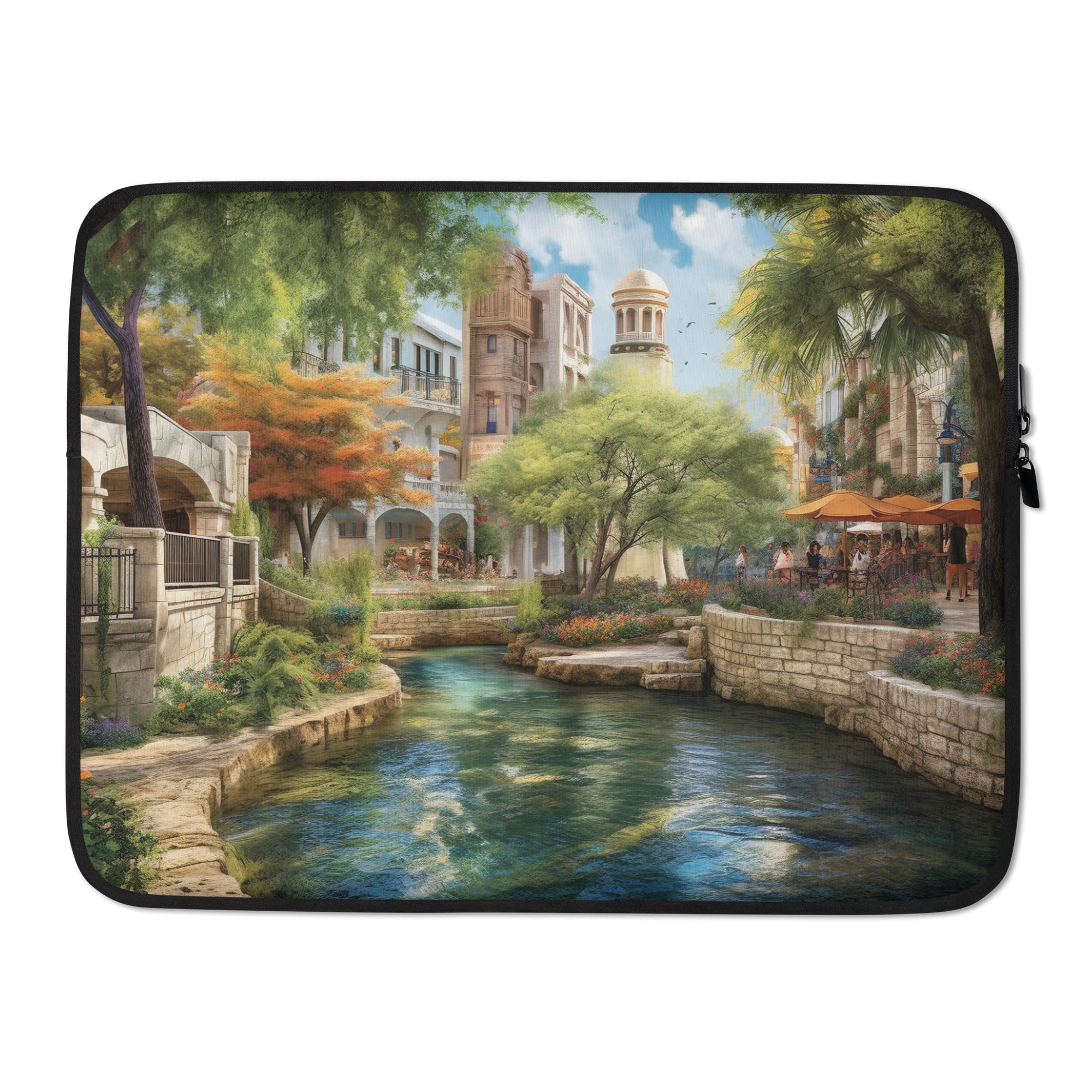 The San Antonio River Walk USA Laptop Sleeve by Visual Verse - Image 1