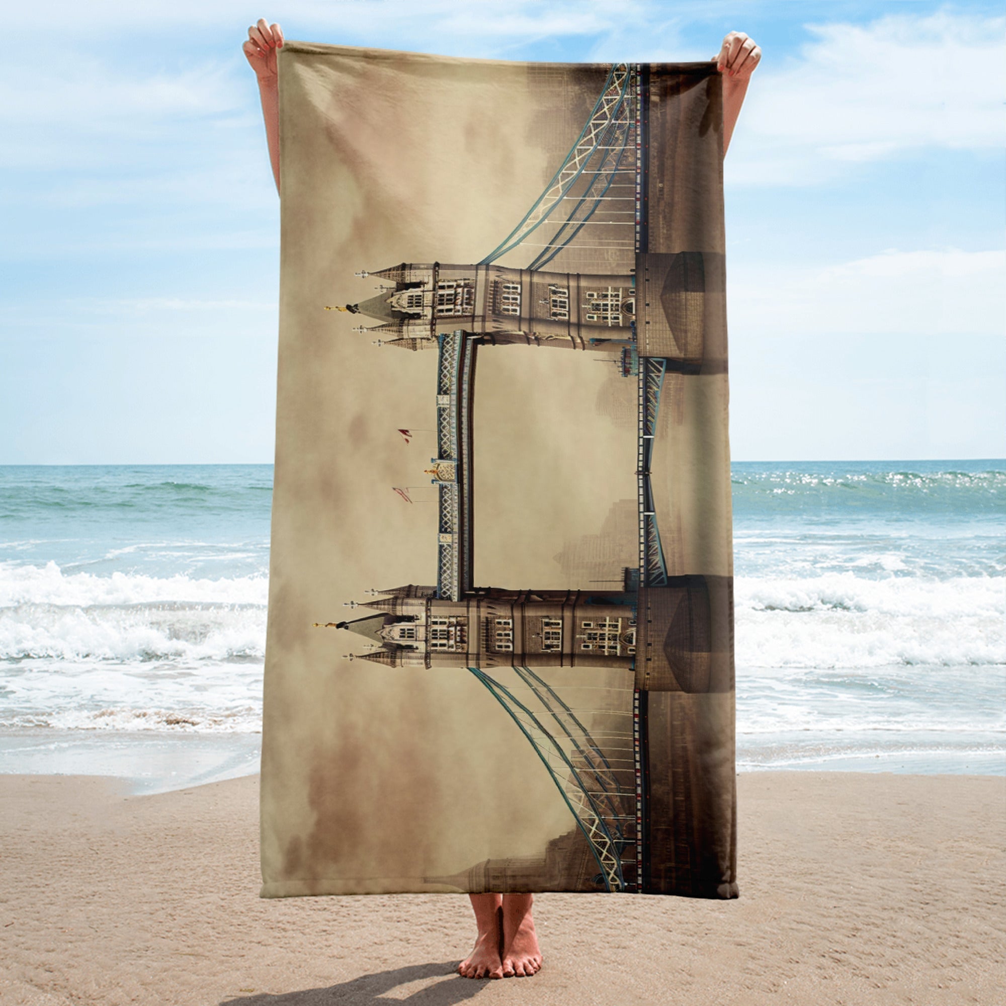 The Tower Bridge England Beach Towel by Visual Verse - Image 2