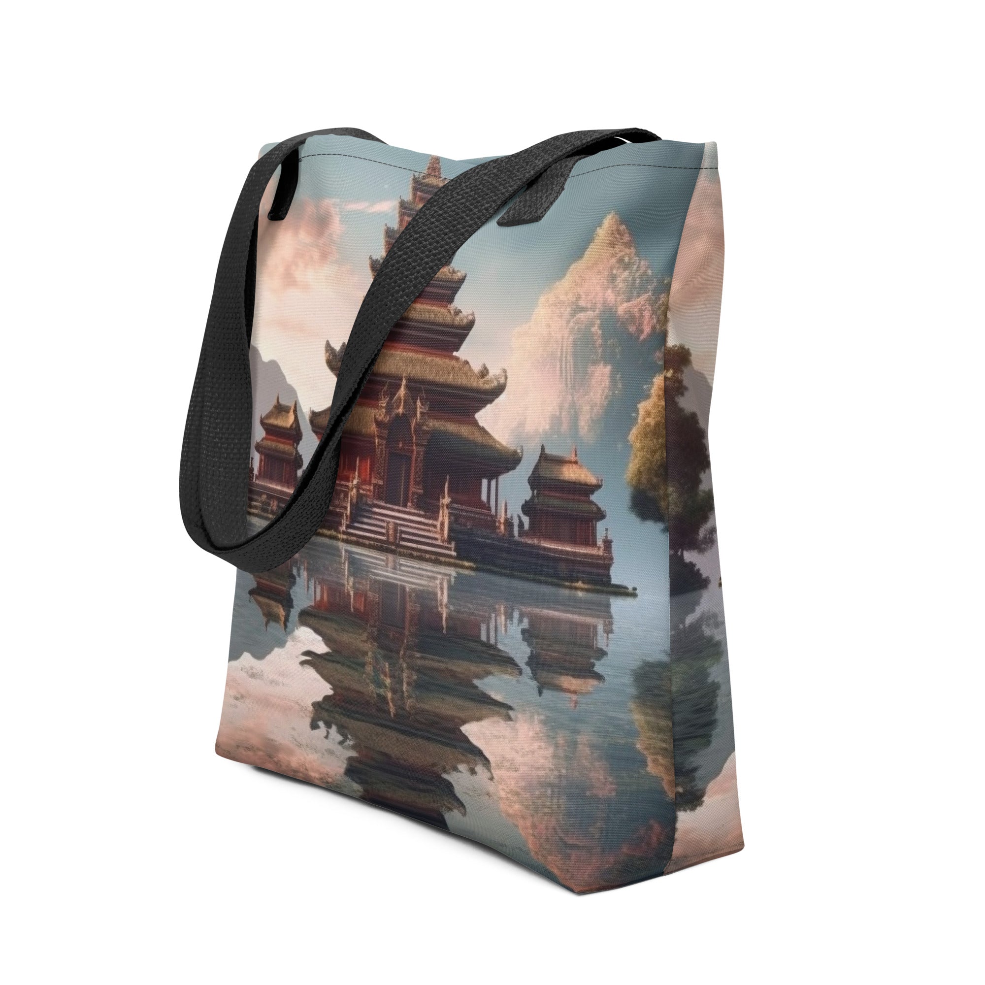 The Ulun Danu Bratan Temple Indonesia Tote Bag by Visual Verse - Image 1