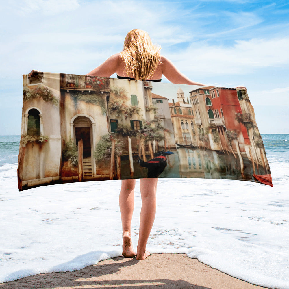 The Venice Canals Italy Beach Towel by Visual Verse - Image 1