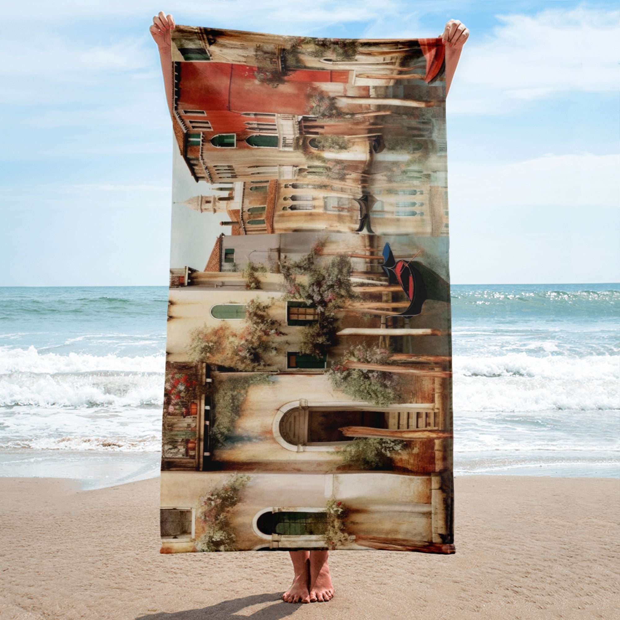 The Venice Canals Italy Beach Towel by Visual Verse - Image 2