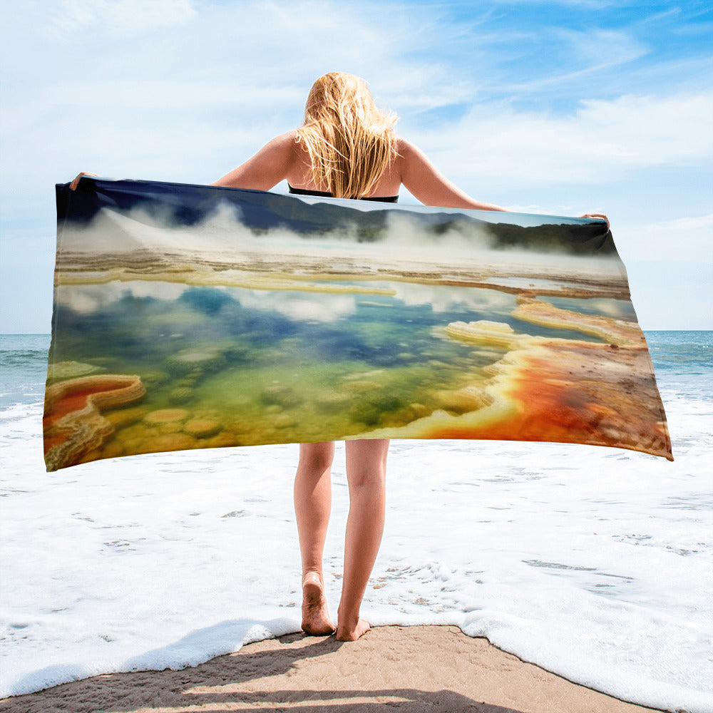 The Wai-O-Tapu Thermal Wonderland New Zealand Beach Towel by Visual Verse - Image 1