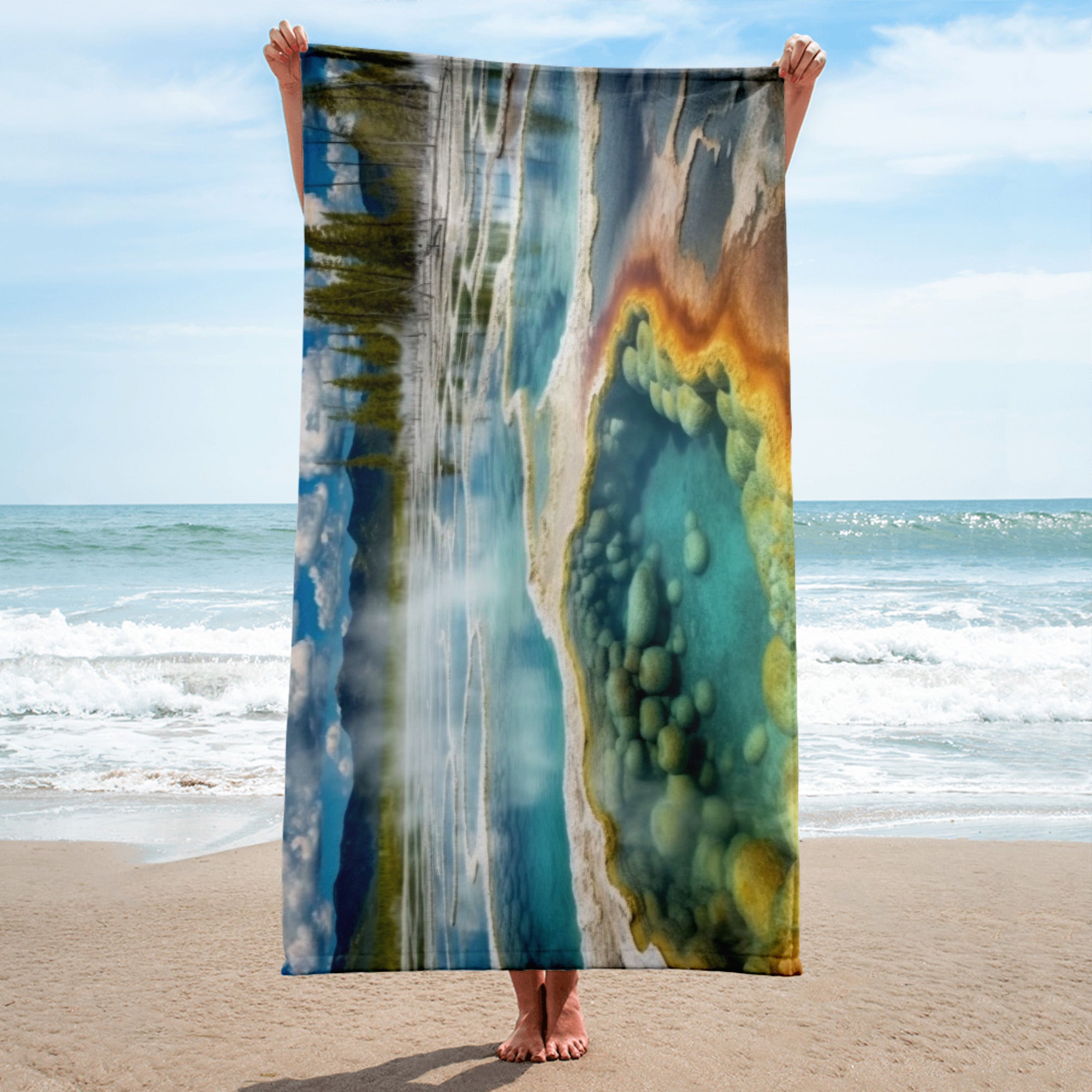 The Yellowstone Caldera USA Beach Towel by Visual Verse - Image 2