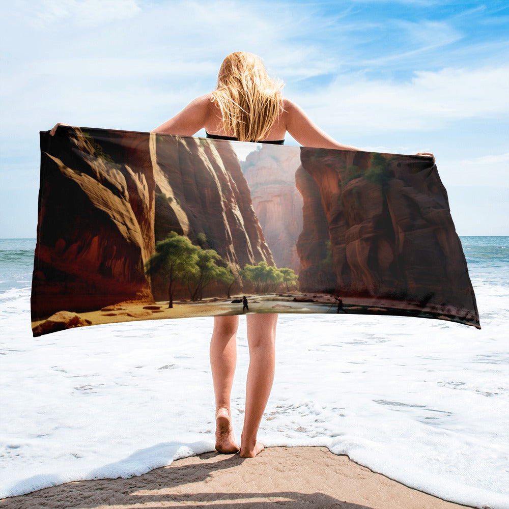 The Zion Narrows USA Beach Towel by Visual Verse - Image 1