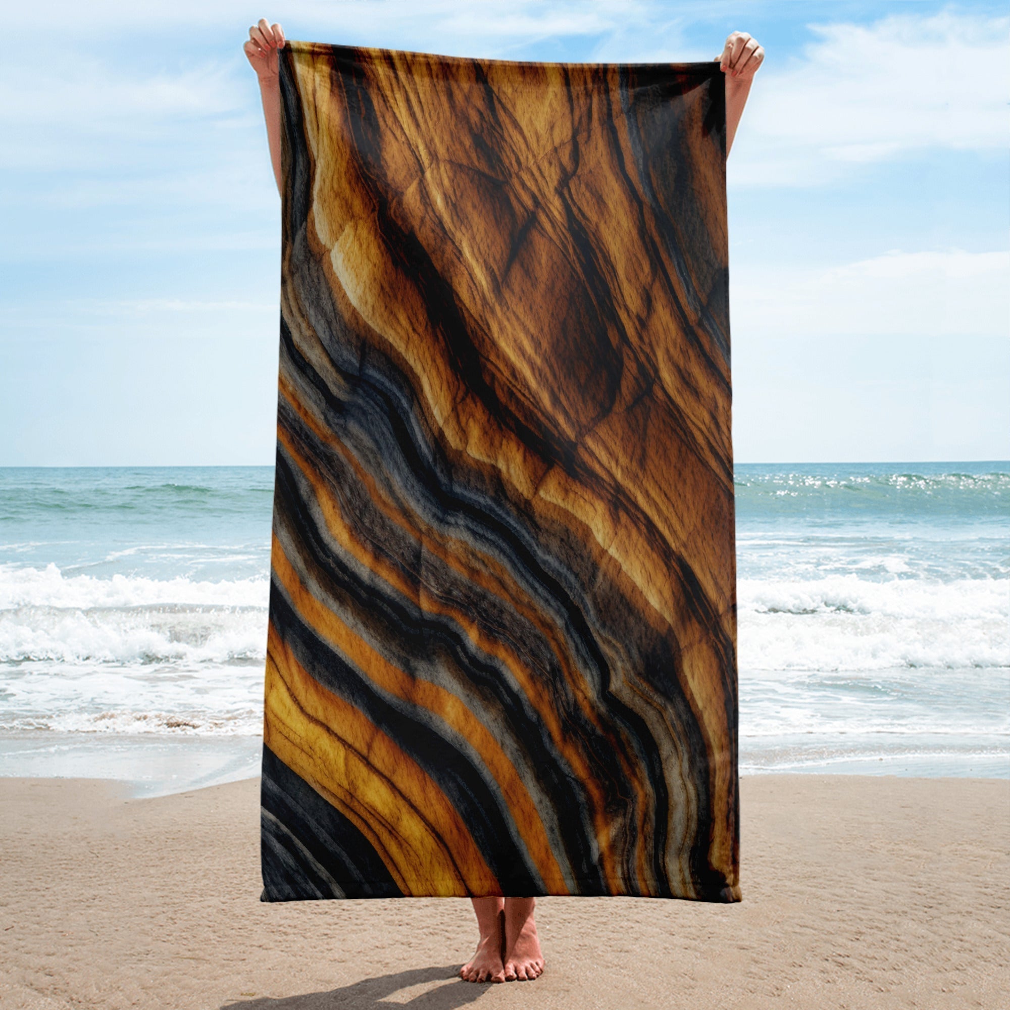 Tiger Eye Beach Towel by Visual Verse - Image 1