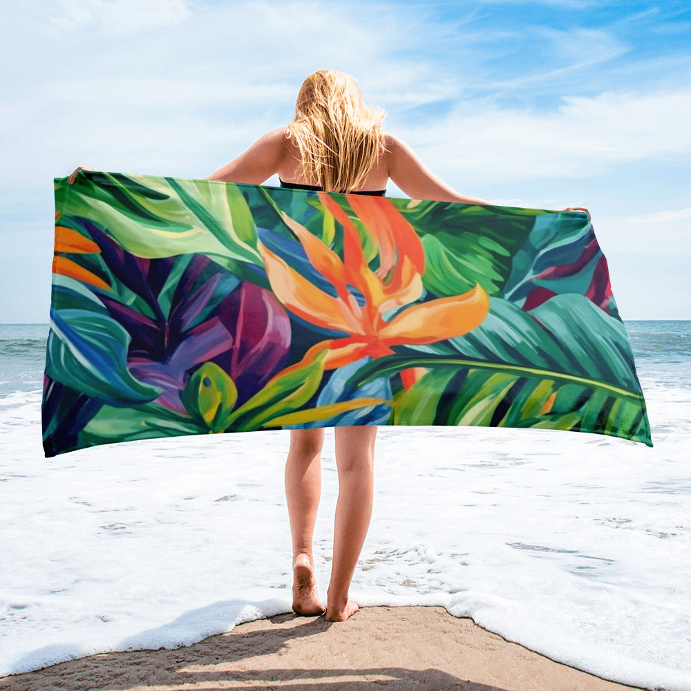 Tropical Plants Print Beach Towel by Visual Verse - Image 2